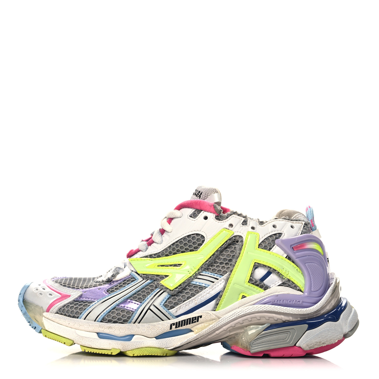 BALENCIAGA Mesh Rubber Womens Runner Sneakers 39 Multicolor