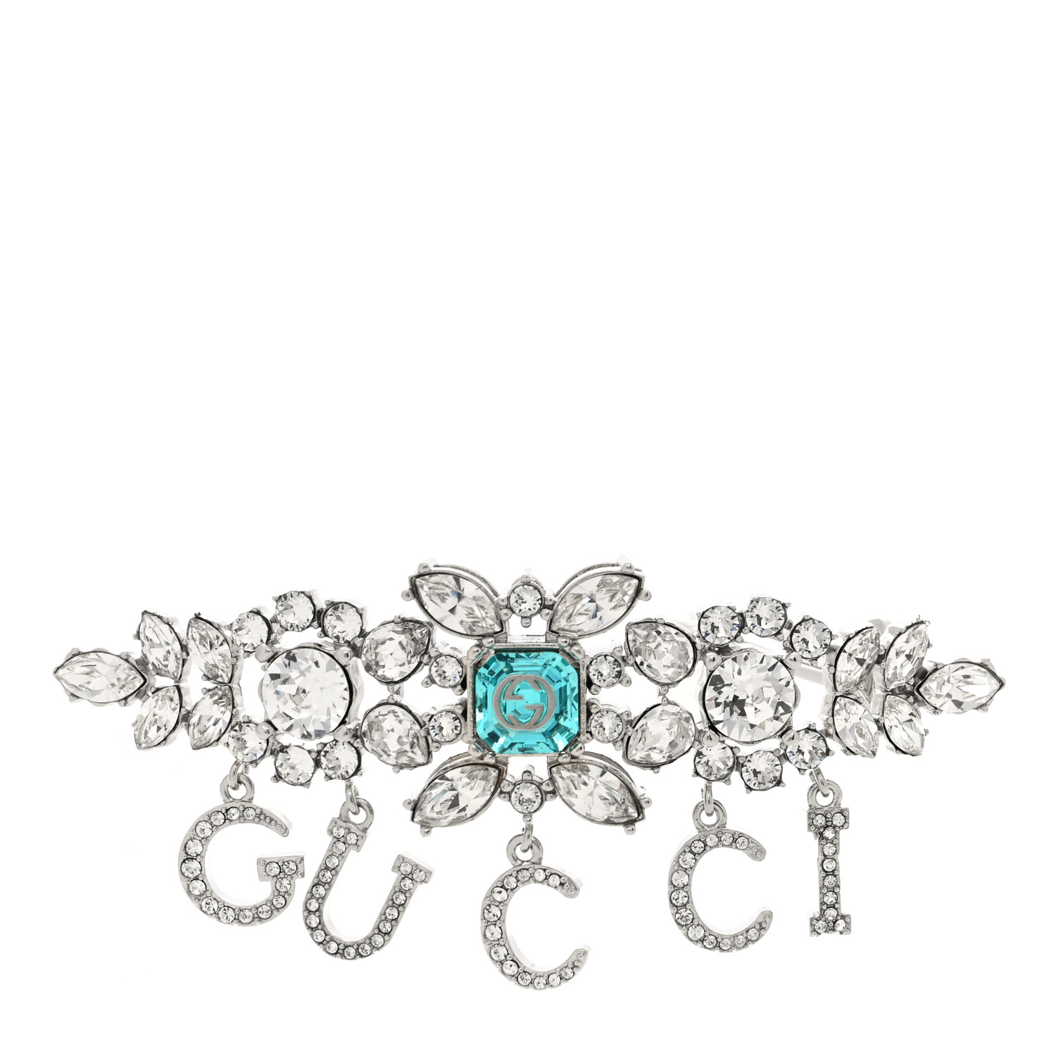 ヘアアクセサリー Yellow Crystal-Embellished Interlocking G Hair Clip Gucci Crystal Embellished Interlocking G Hair Clip - Runway