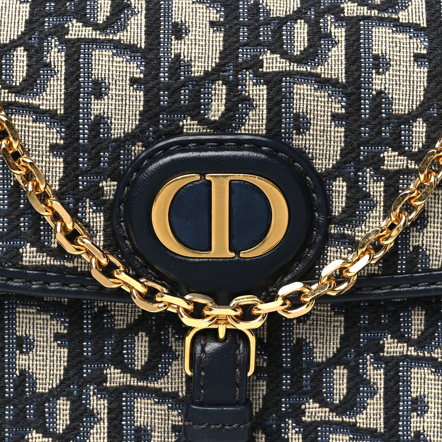 CHRISTIAN DIOR Oblique Bobby East West Pouch With Chain Blue
