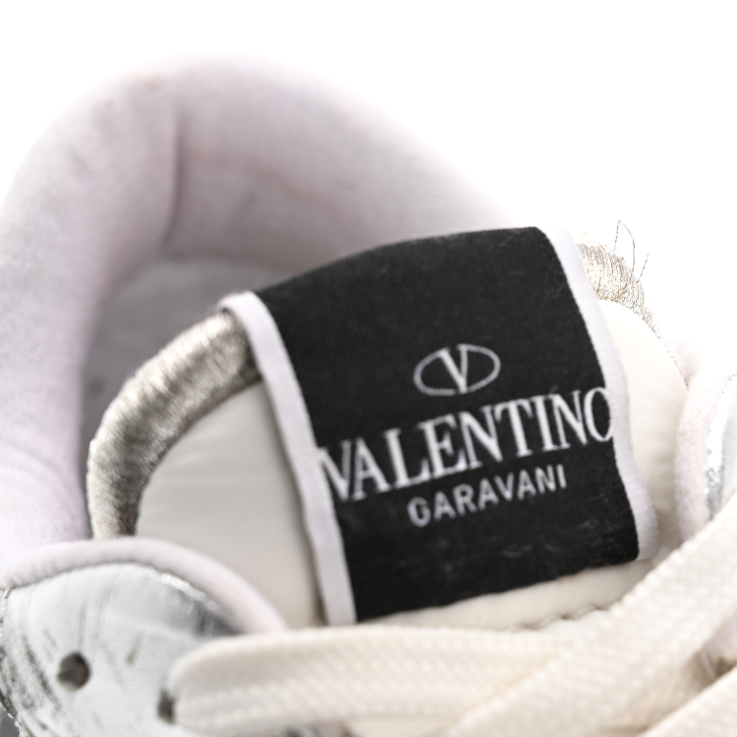 フォンテーヌVALANPREMIUM VALENTINO GARAVANI Metallic Calfskin Lace Mesh Lacerunner