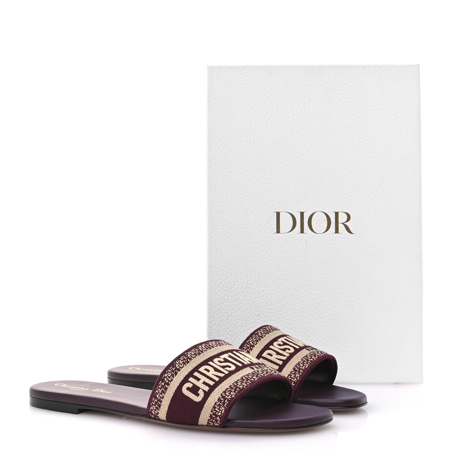 CHRISTIAN DIOR Canvas Embroidered Dway Mules Slide Sandals