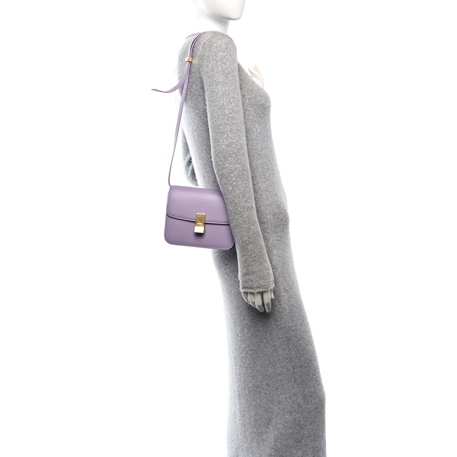 CELINE Box Calfskin Teen Classic Box Flap Bag Lilas 1676584