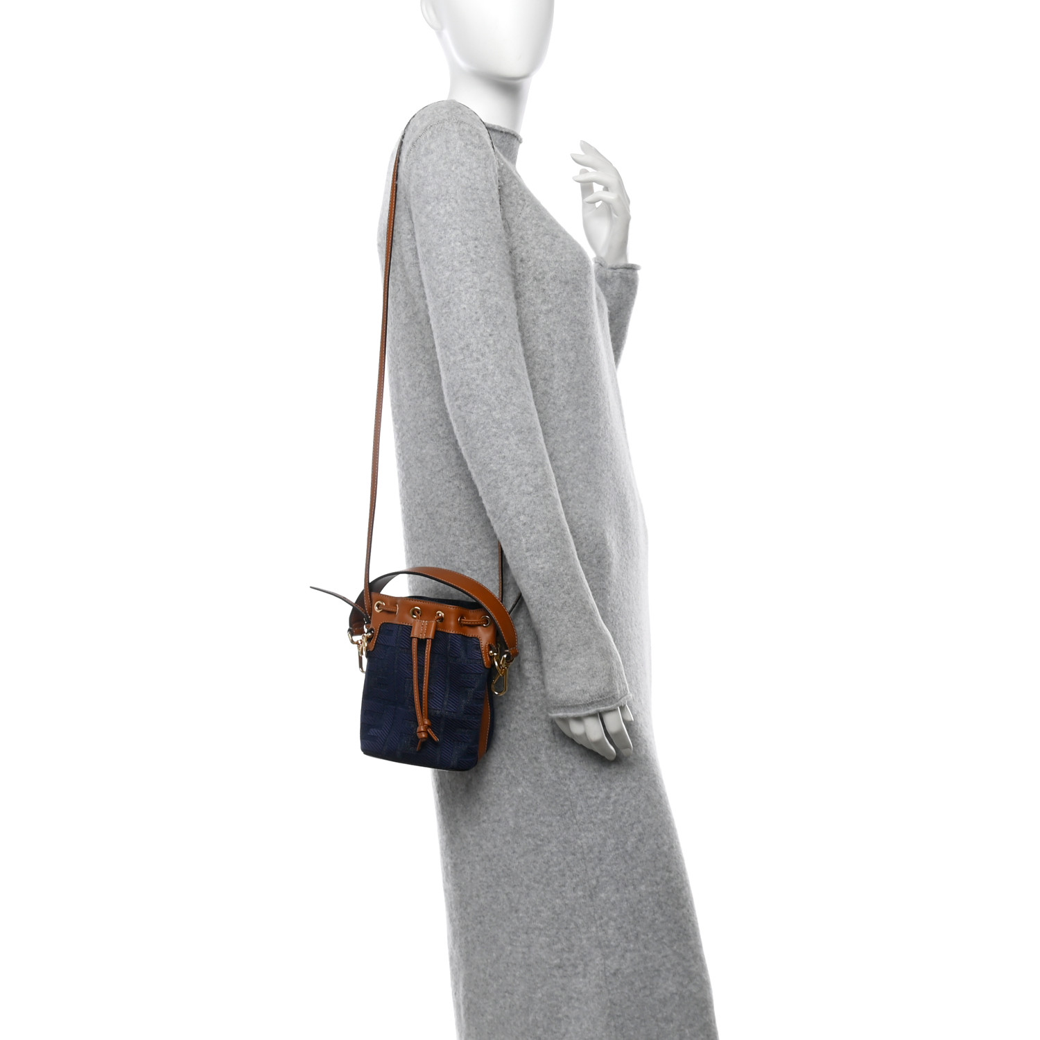 ファッション雑貨・小物その他 FENDI MINI DENIM FF LOGO MON TRESOR Fendi - Mon Tresor FF Embossed Denim Mini Bucket Bag