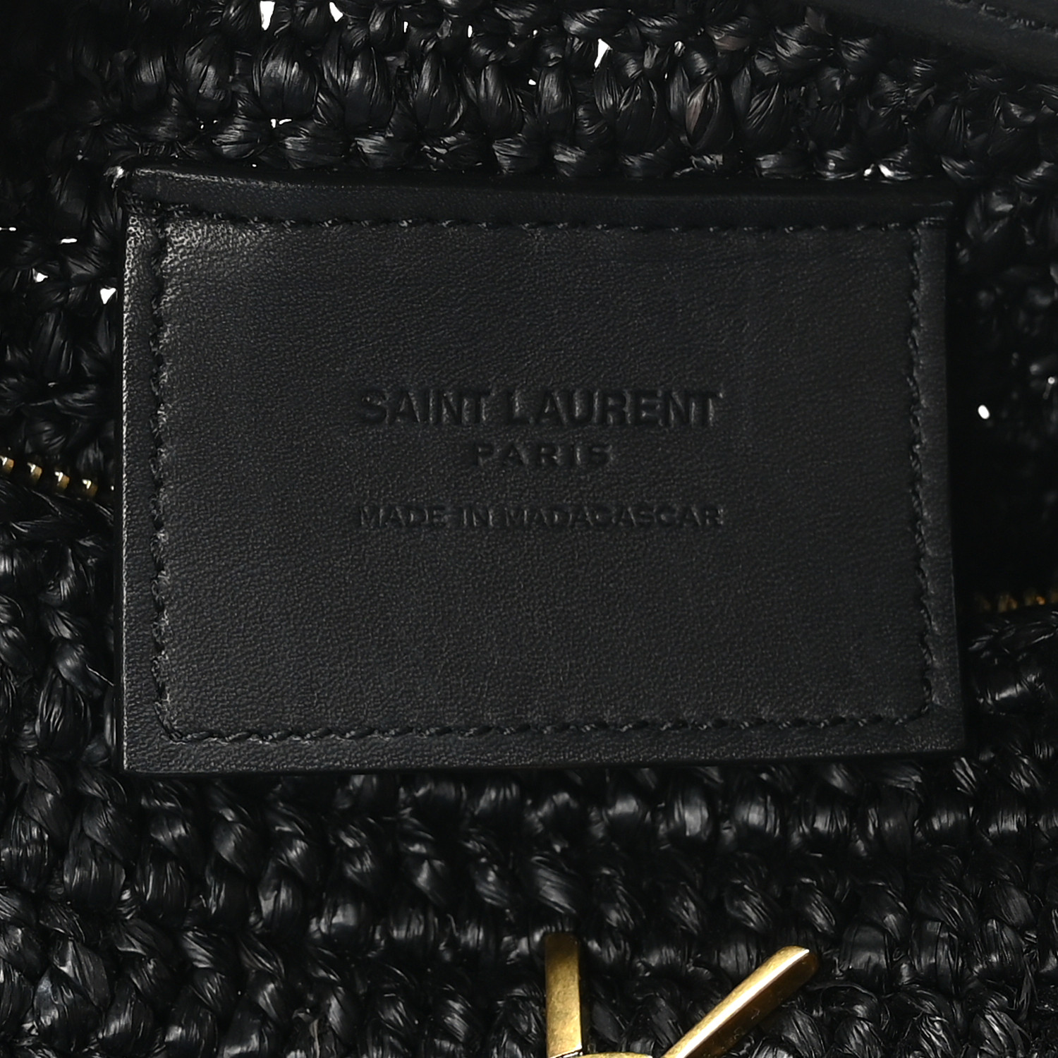 SAINT LAURENT Raffia Monogram Small Cassandre Cylinder Bag