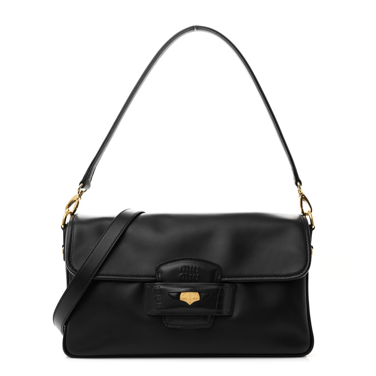 MIU MIU Fine Calf Penny Shoulder Bag Black 1673674