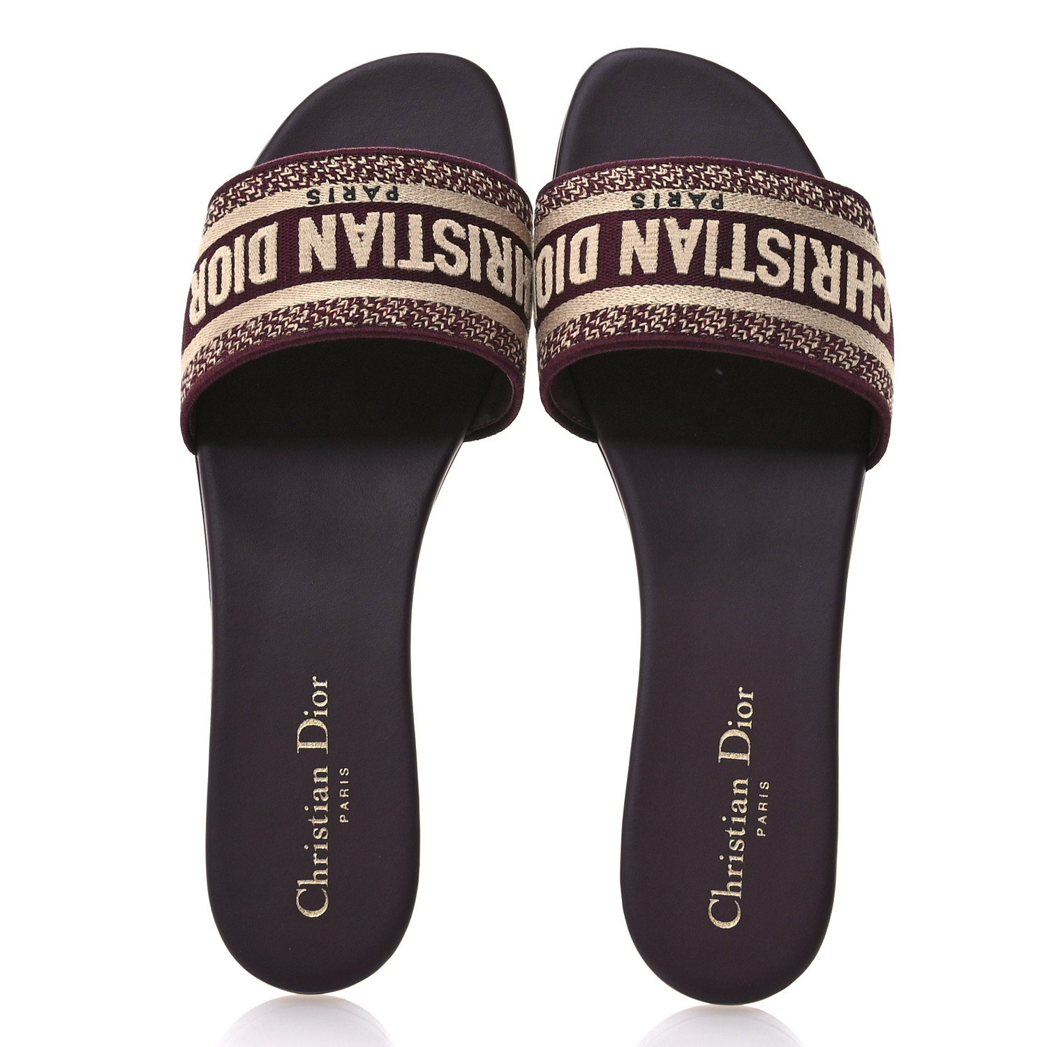 CHRISTIAN DIOR Canvas Embroidered Dway Mules Slide Sandals