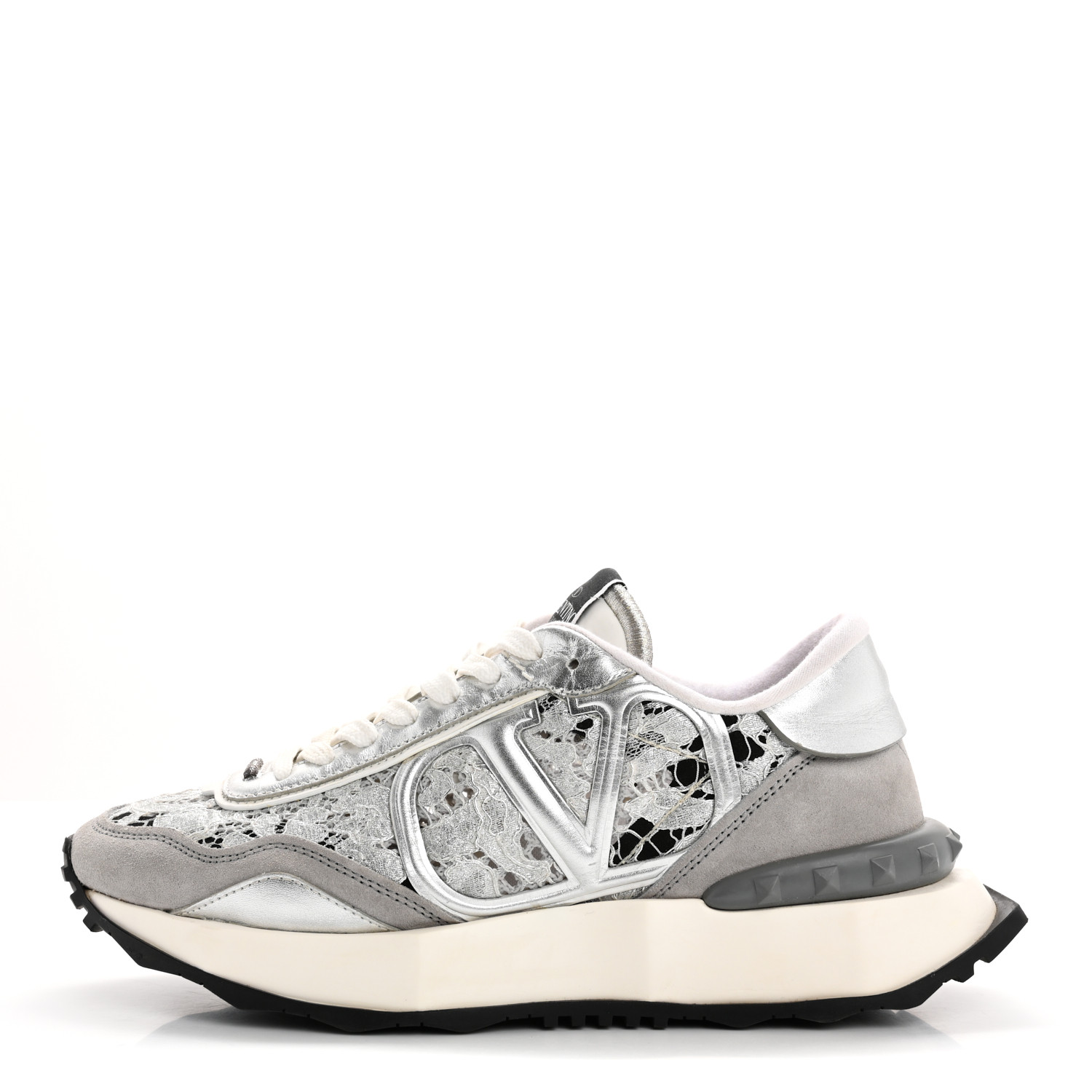 ryon_vt VALENTINO GARAVANI Metallic Calfskin Lace Mesh Lacerunner