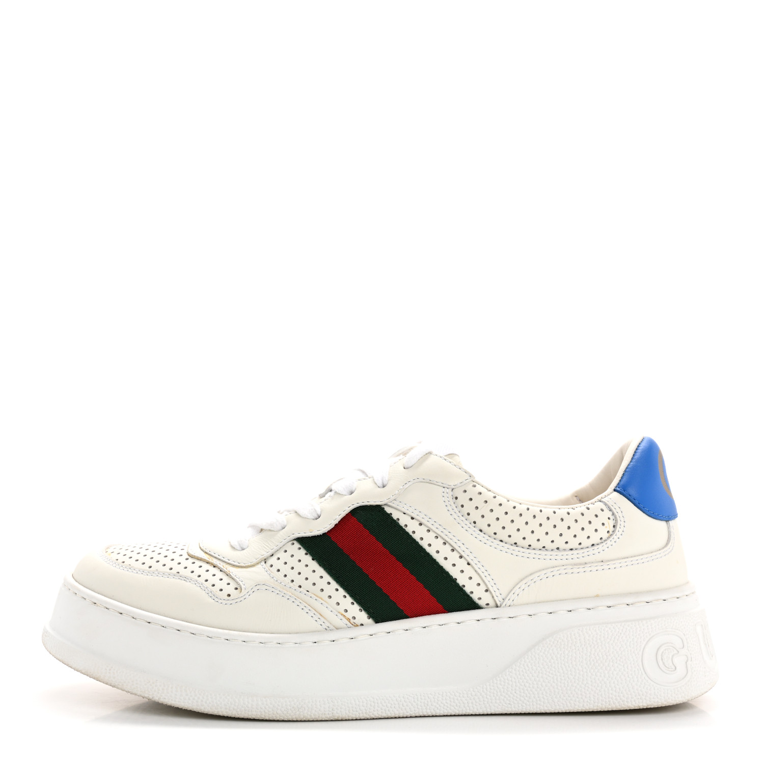 DUO 美品15p3oz GUCCI Calfskin Web Perforated Womens Platform 55mm Sneakers
