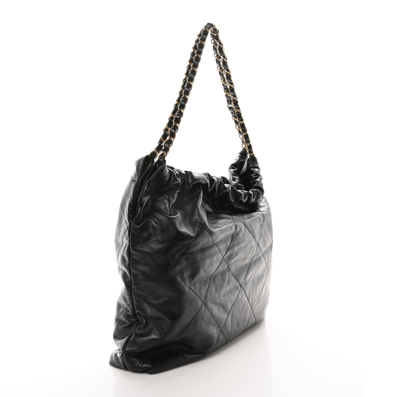CHANEL Shiny Calfskin Quilted Chanel 22 Black 1673739