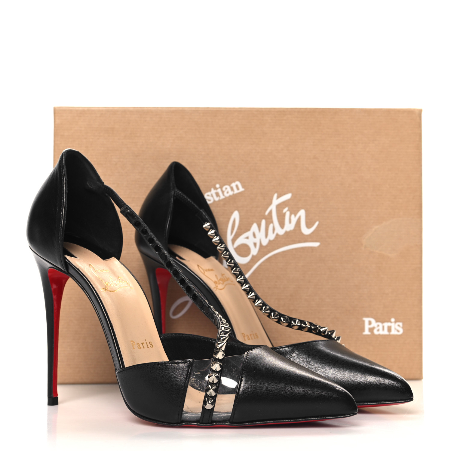 Christian Louboutin - cross CHRISTIAN LOUBOUTIN Kid PVC Spike Cross 100 Pumps 38.5 Black