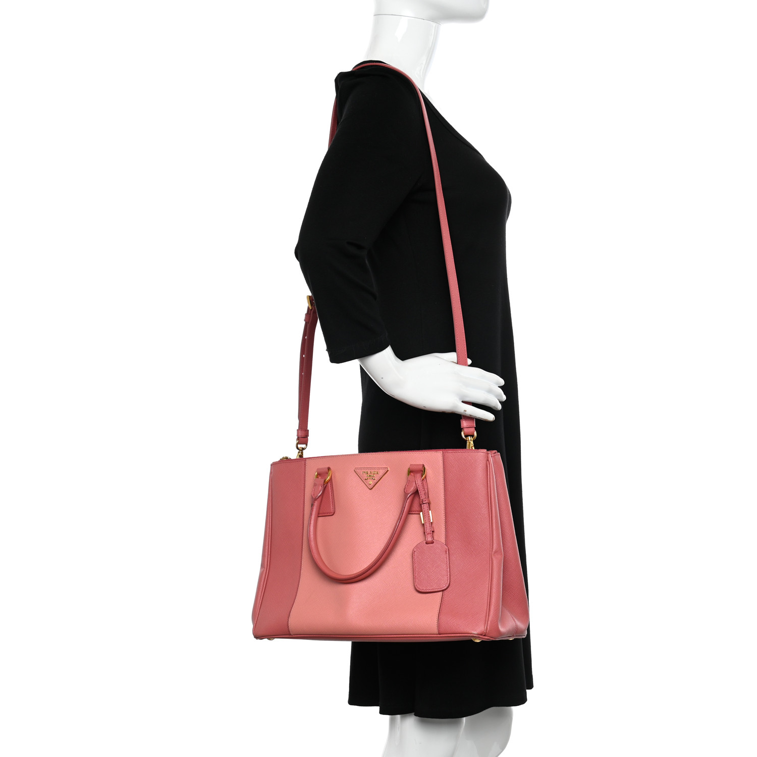 PRADA Saffiano Lux Mini Promenade Tote Peonia 1044939