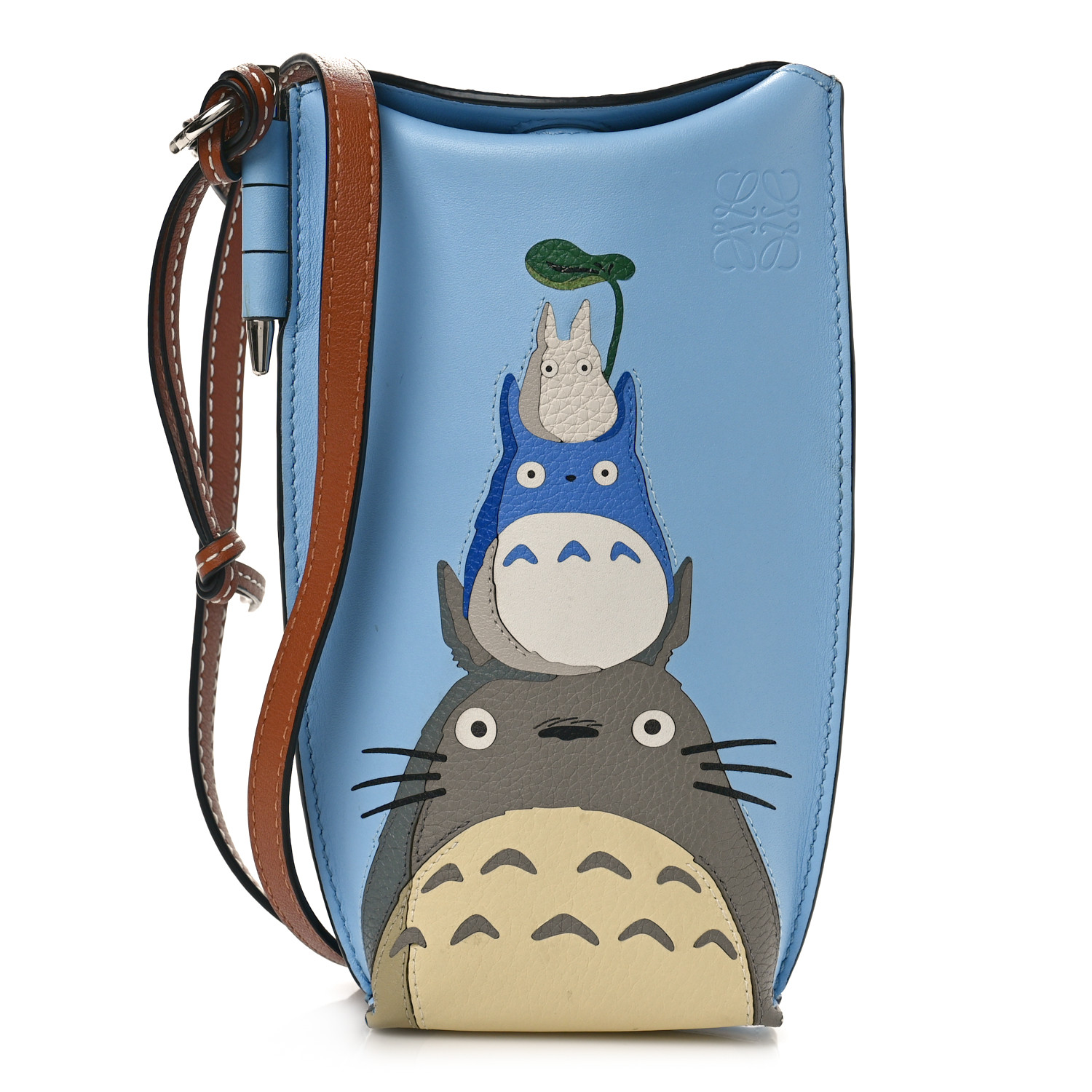 【LOEWE】1点限定セール！CUT-OUT ポケット ショルダー BLUE LOEWE X MY NEIGHBOR TOTORO Calfskin Gate Pocket Blue Tan