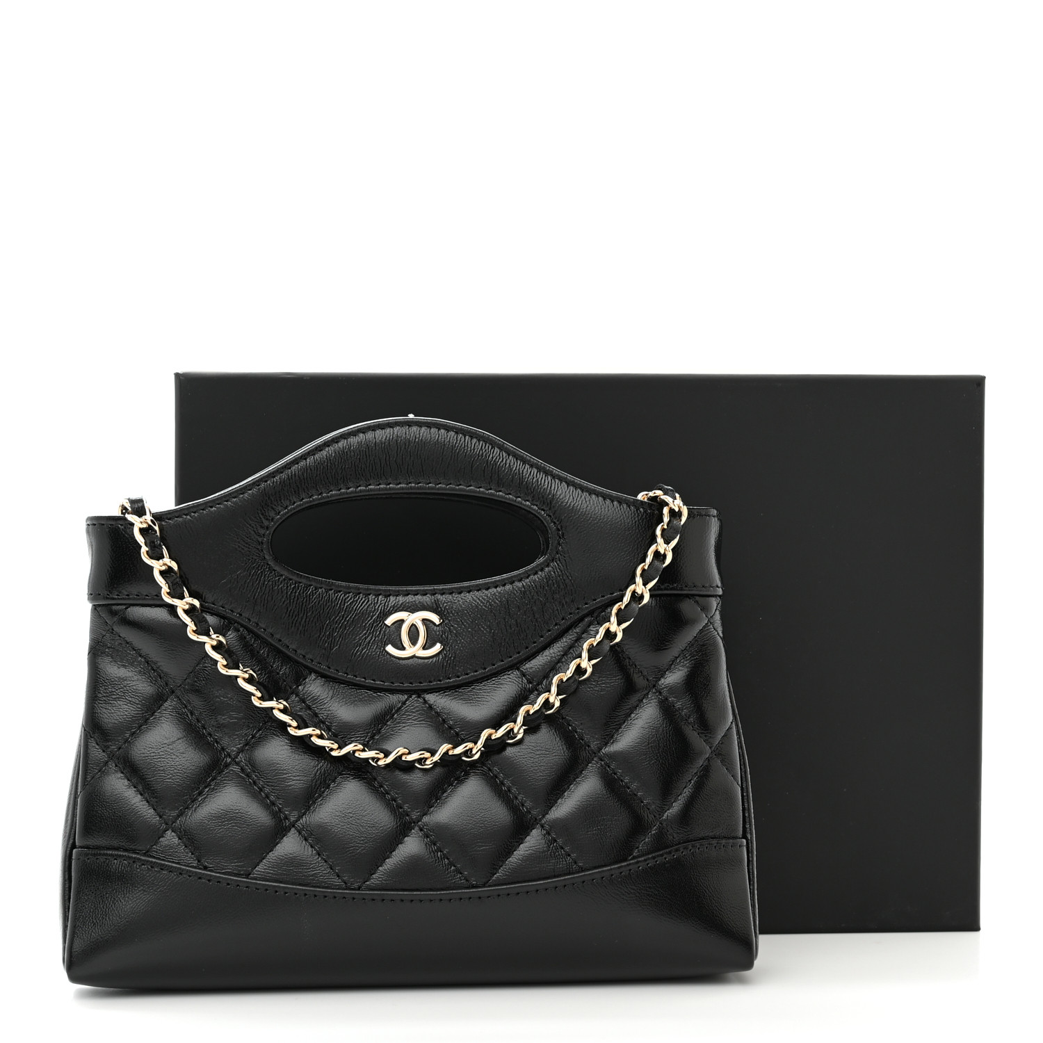 CHANEL Shiny Crumpled Calfskin Quilted Nano 31 Shopping Bag
