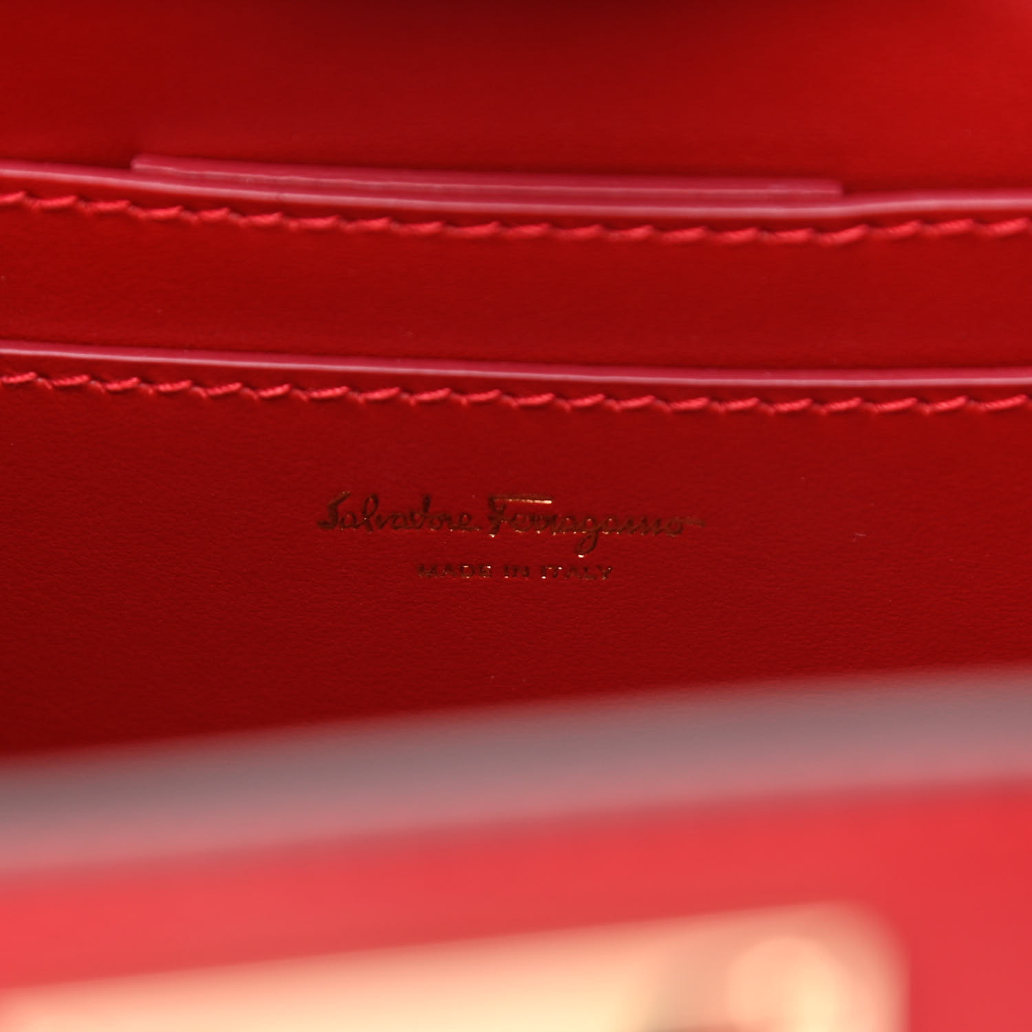 SALVATORE FERRAGAMO Calfskin Small Studio Box Bag Red