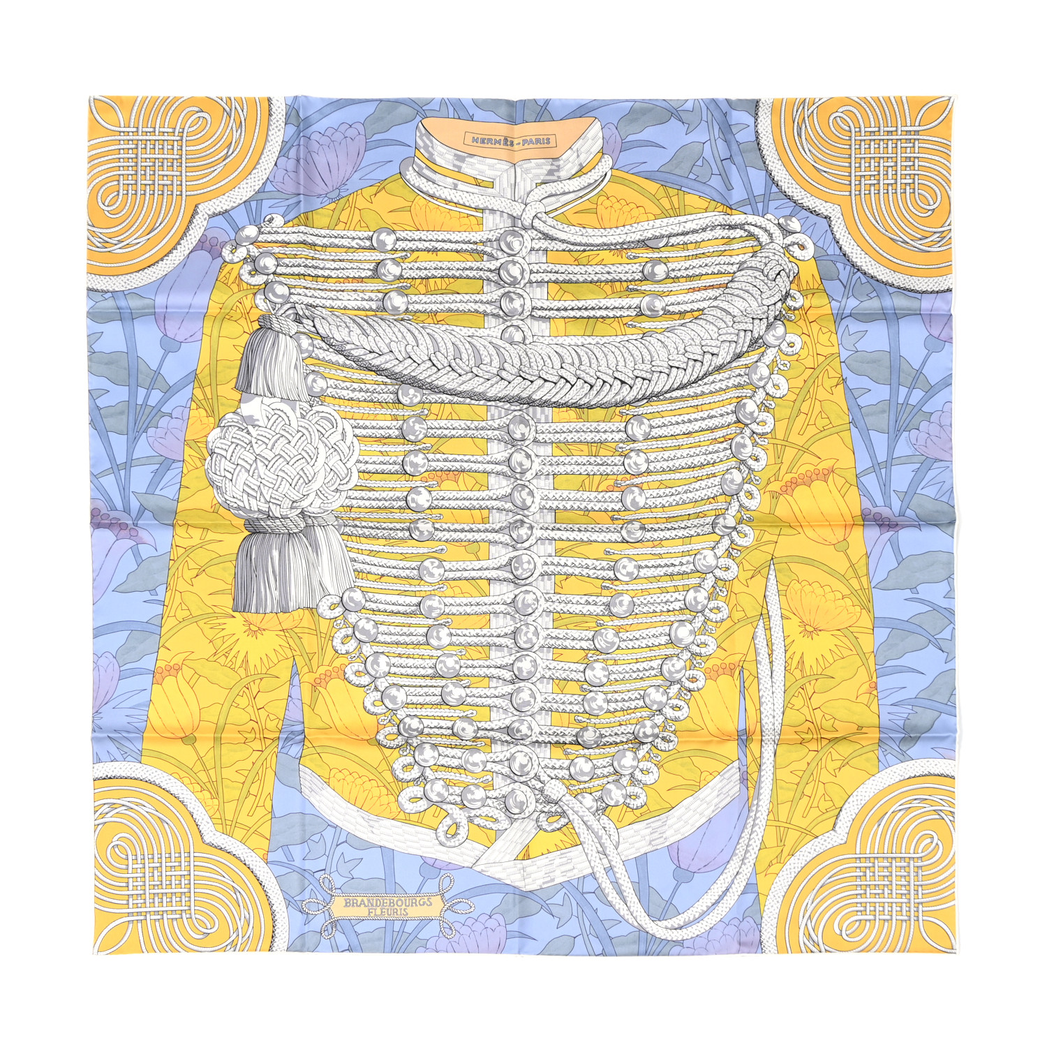 【個性的】HERMES Carre 90 double-face Brandebourgs Fleuris Hermès Brandebourgs Fleuris Double Face Scarf 90 – Coco