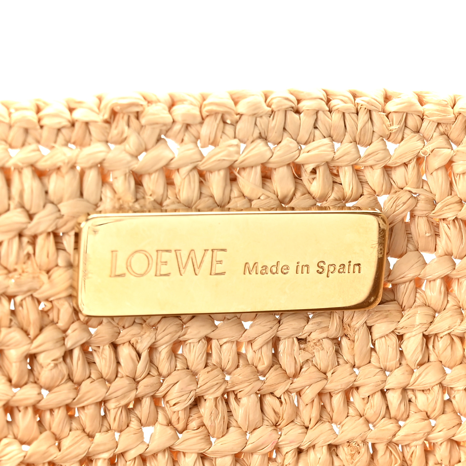 LOEWE Raffia Calfskin Medium Puzzle Fold Tote Natura 1461043