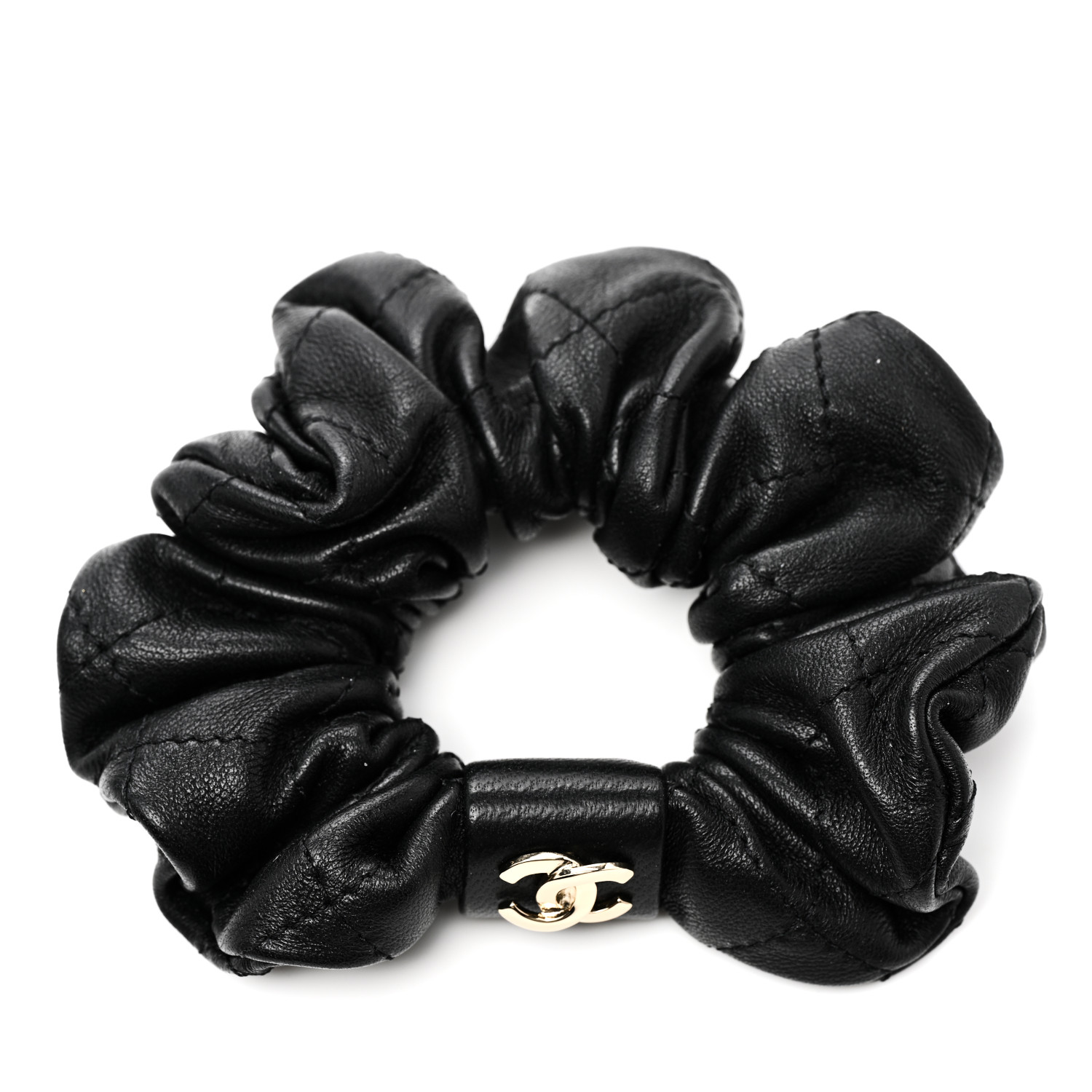 【CHANEL】CC Logo Twilly Dot Hair Scrunchie Black CHANEL CC Logo Scrunchie Hair accessory Lambskin, Black