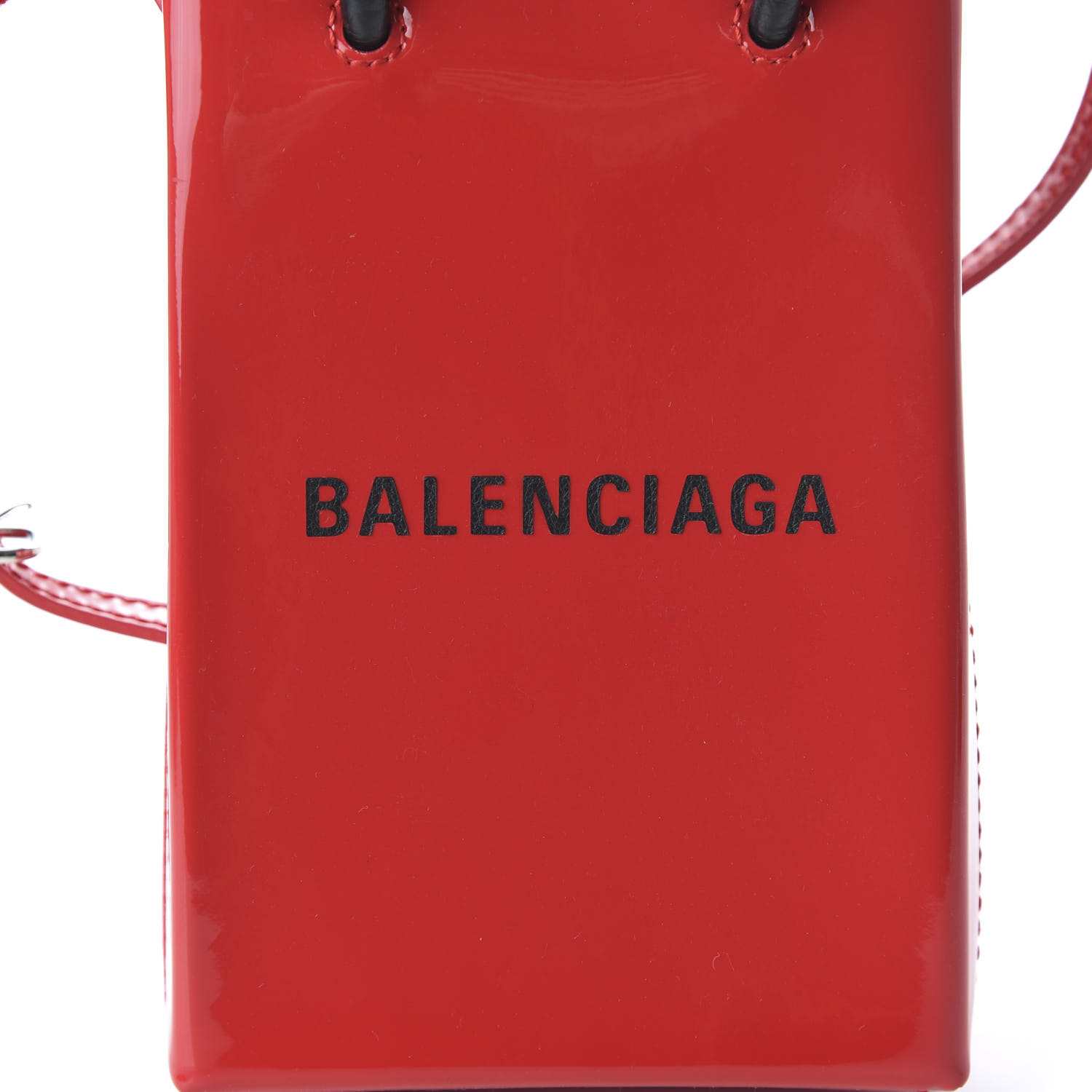 【 BALENCIAGA 】SHOPPING PHONE HOLDER BAG 携帯ホルダー BALENCIAGA Patent Calfskin Logo Shopping Phone Holder Bag