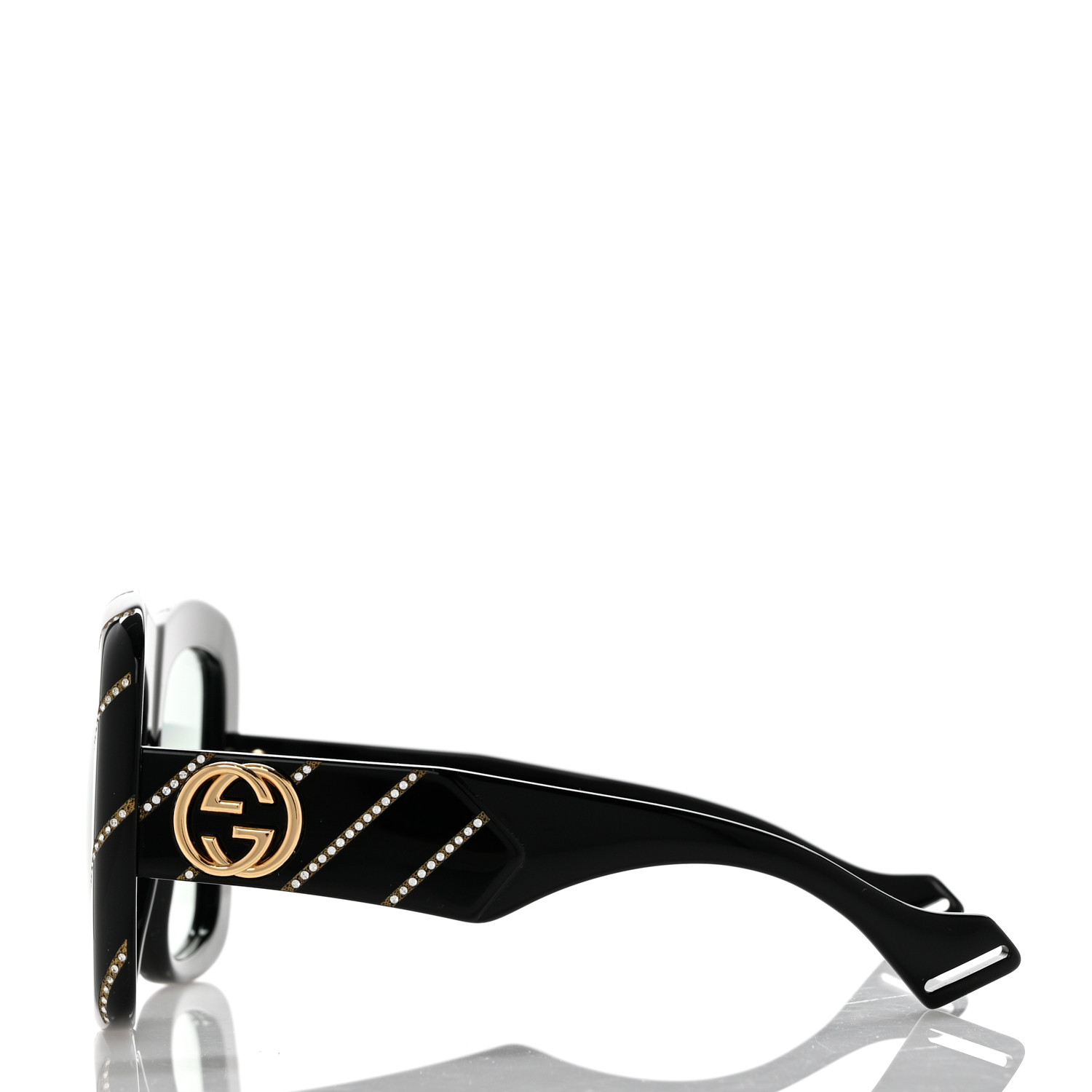 GUCCI Acetate Crystal Striped Square Frame Sunglasses