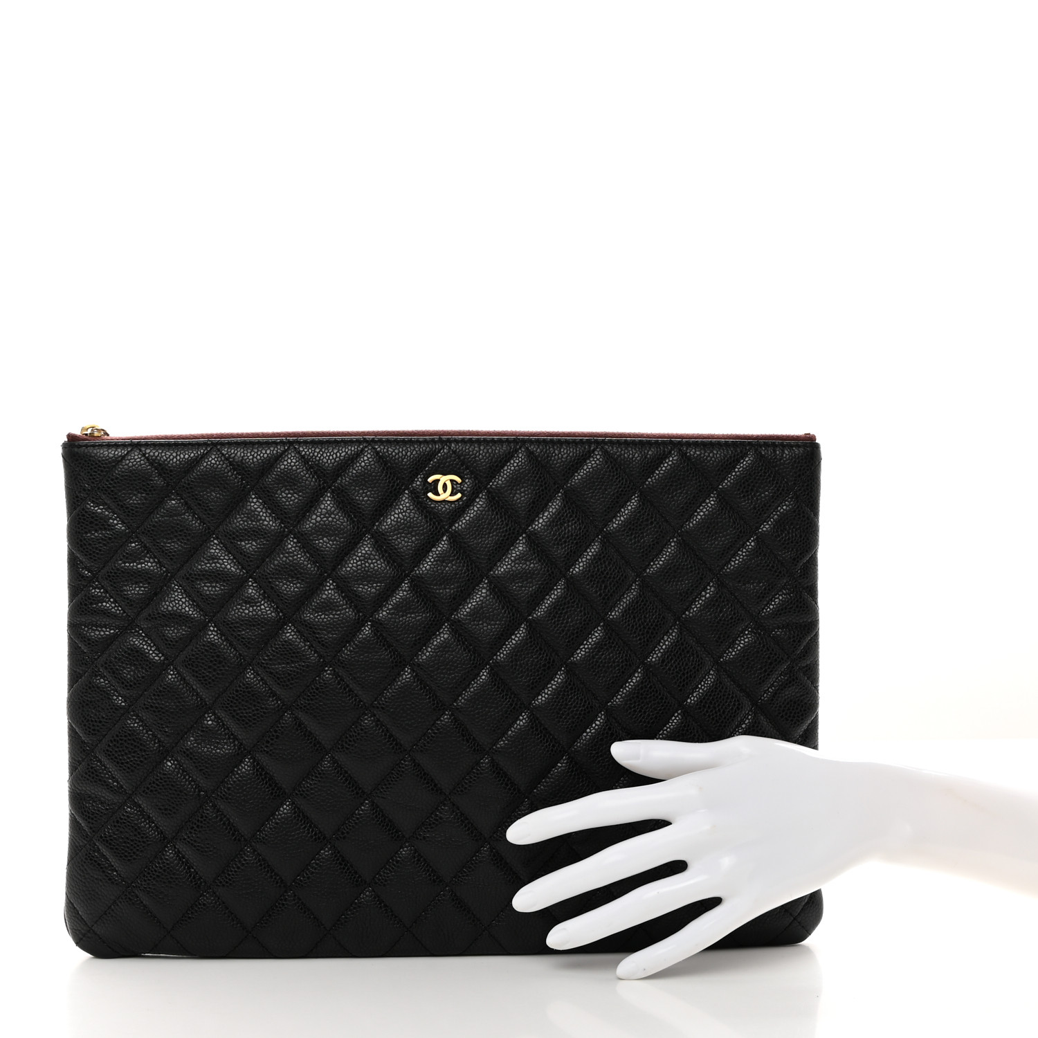 CHANEL Caviar Quilted Large Cosmetic Case Black 2