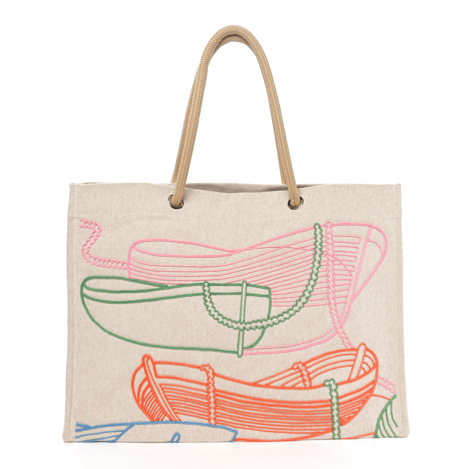 優雅なバカンスを演出 HERMES Cabas de plage Thalassa バッグ HERMES H Canvas Embroidered Thalassa Beach Bag Multicolor