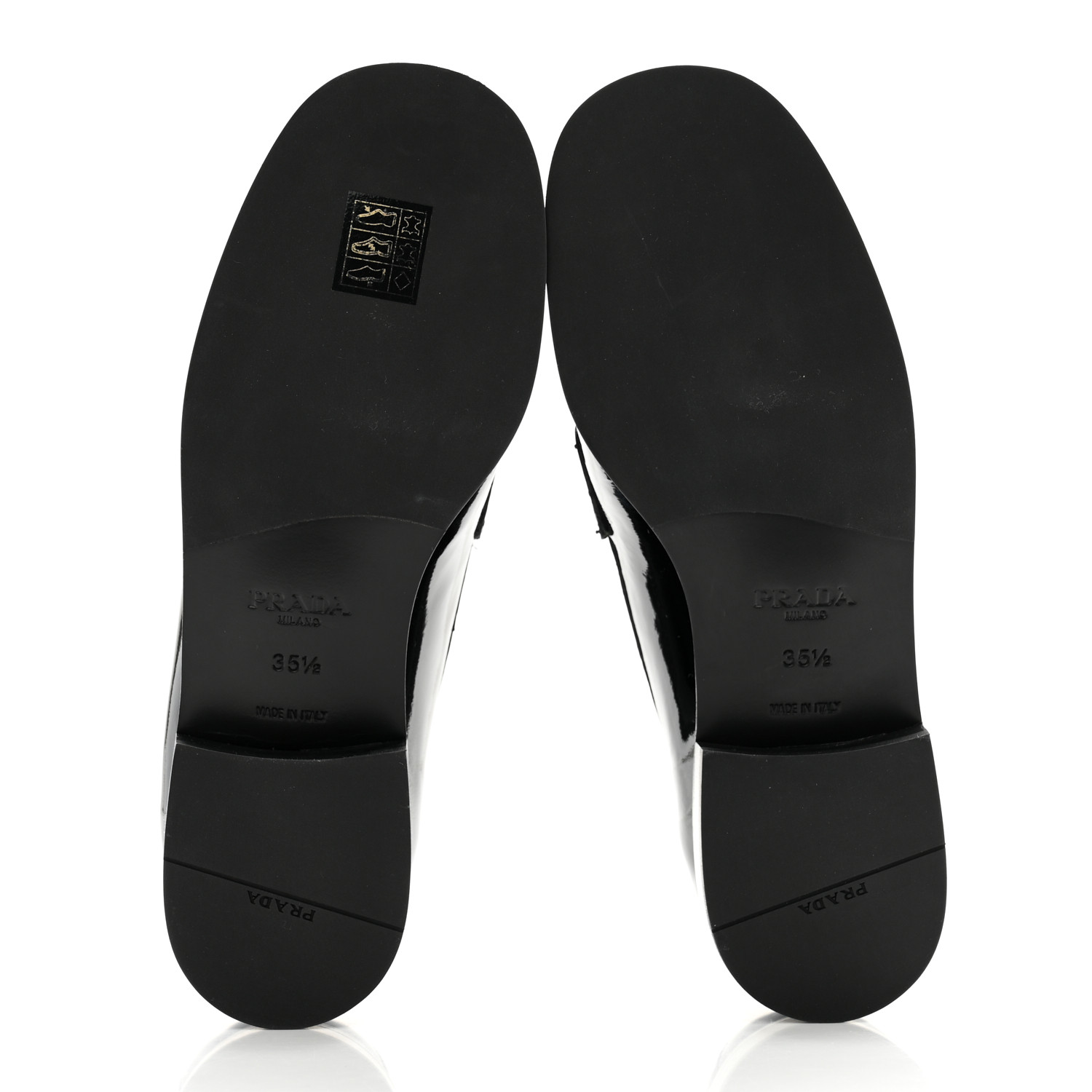 プラダ　VERNICE TAFEE NUDO 35 PRADA Vernice Triangle Womens Loafers 35.5 Black 1570719