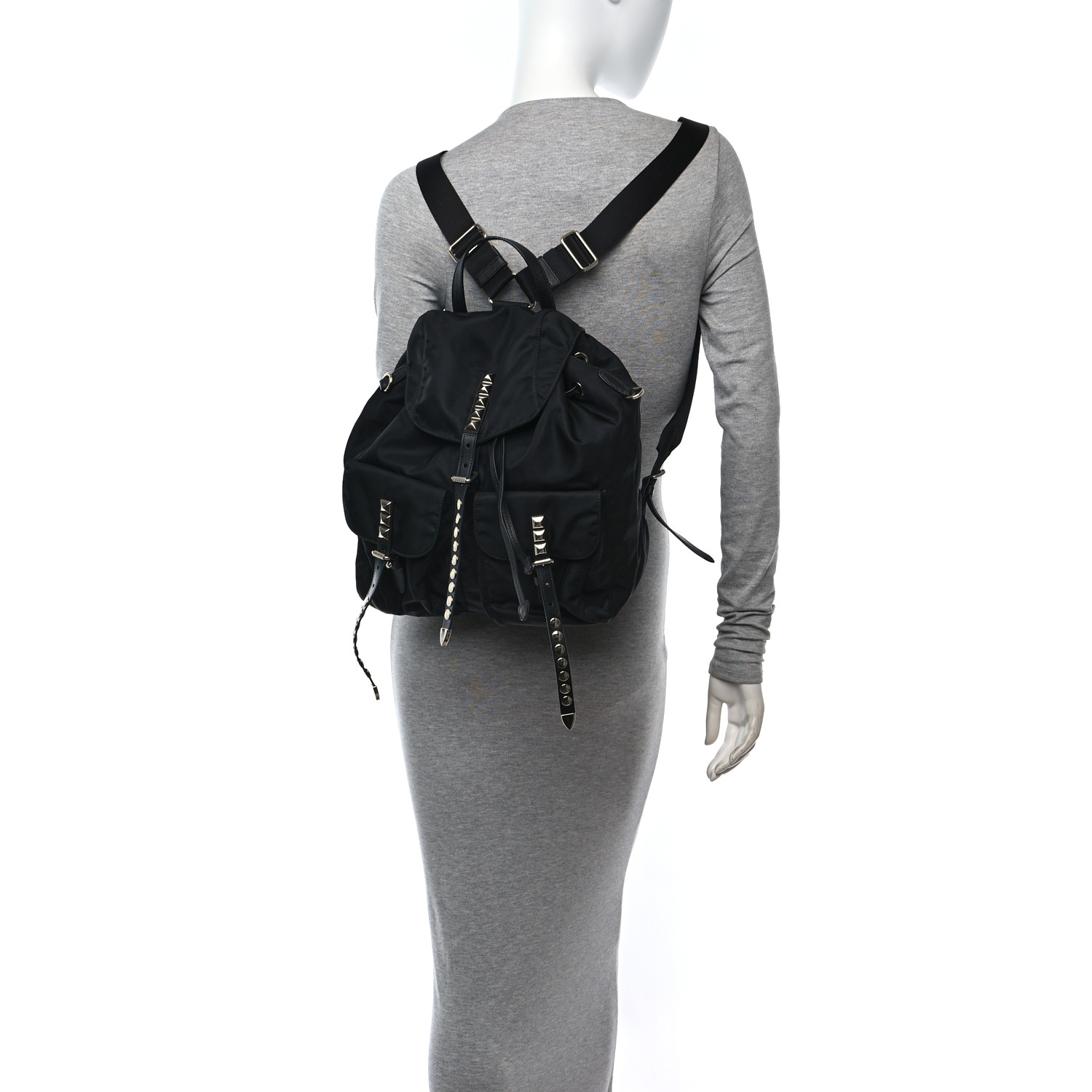 PRADA Nylon New Vela Studded Backpack Black 1676839