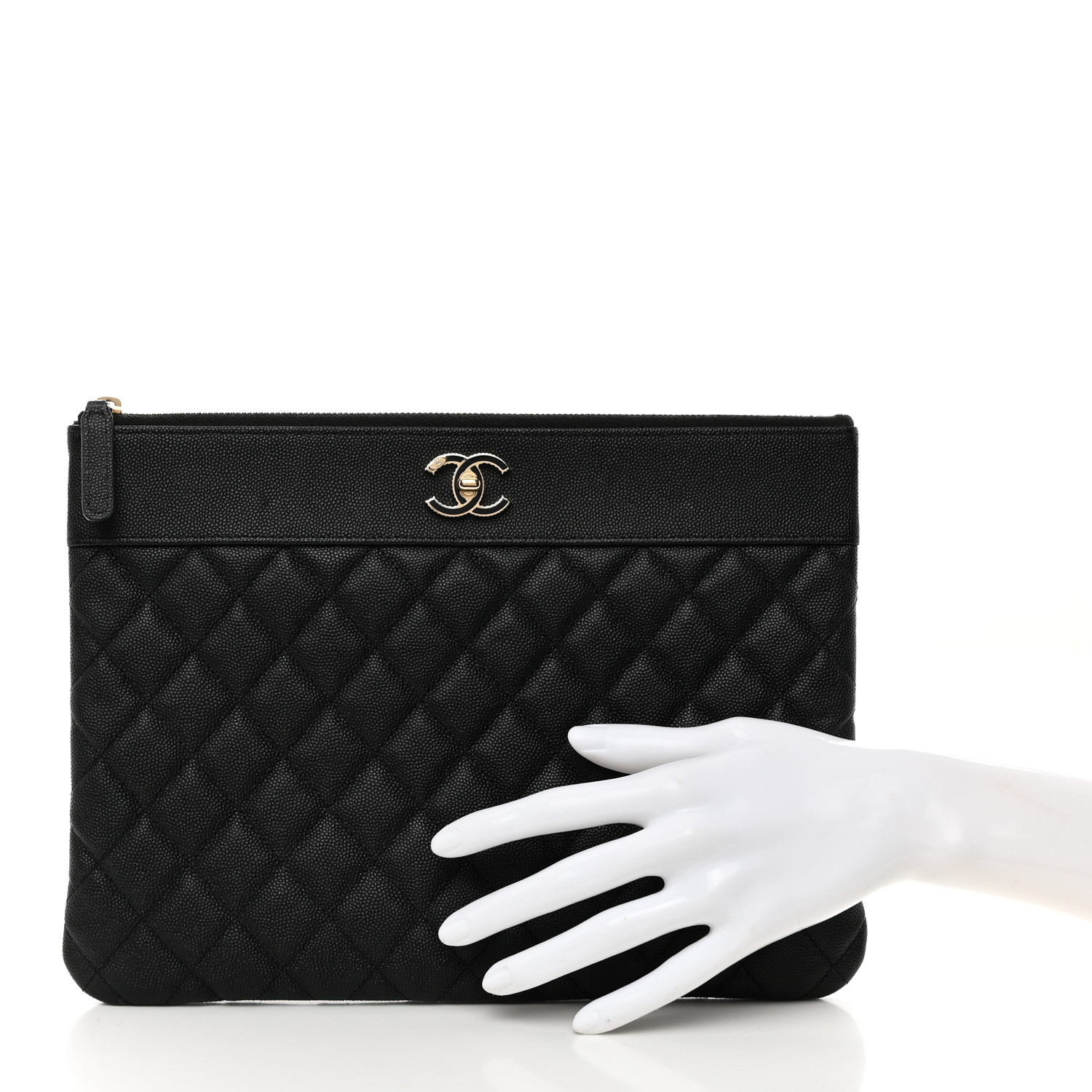 CHANEL Caviar Quilted Medium Vintage Mademoiselle Cosmetic Case Black 2