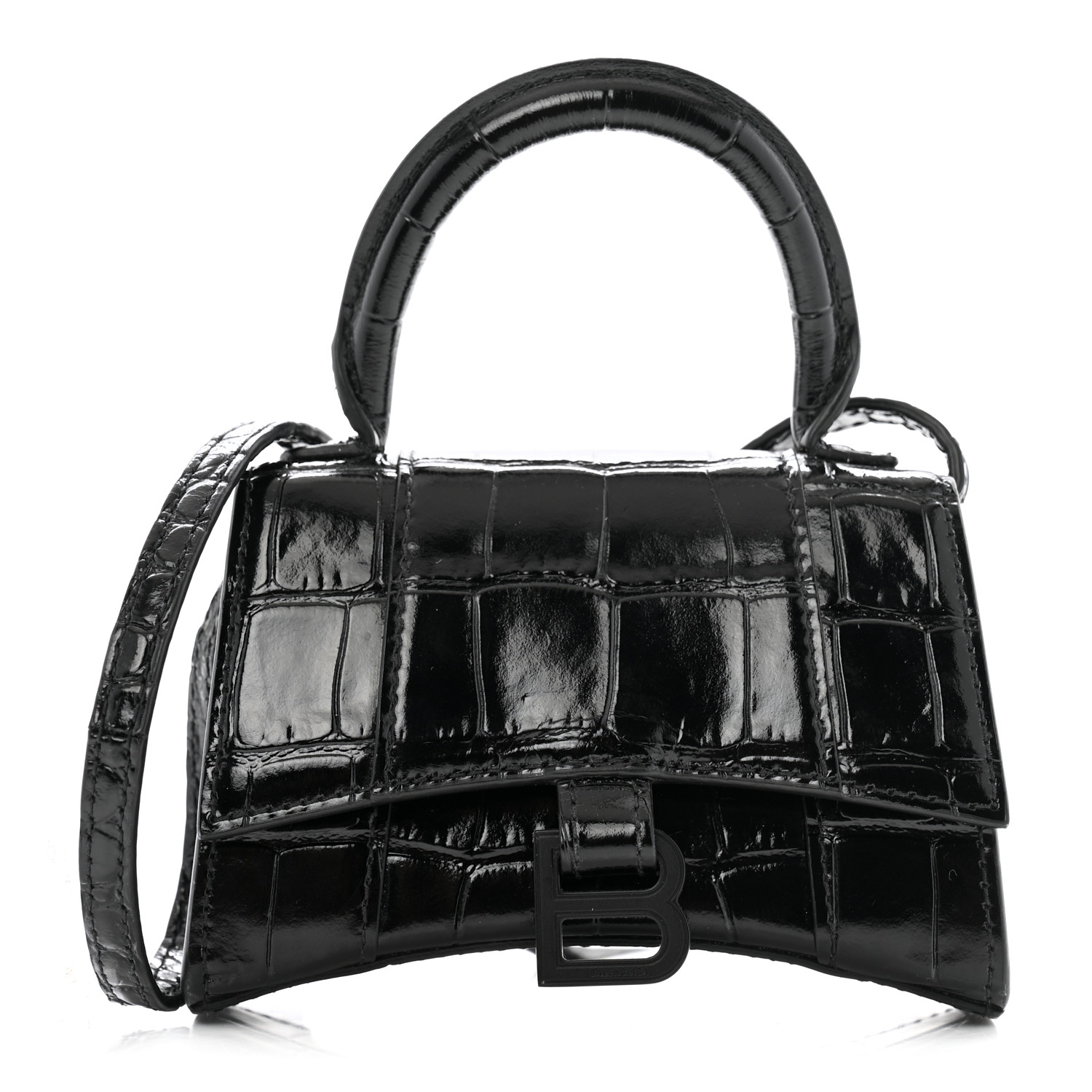 【BALENCIAGA】Hourglass エンボスレザーバッグ Balenciaga Hourglass Small Croc-Embossed Bag | Neiman Marcus