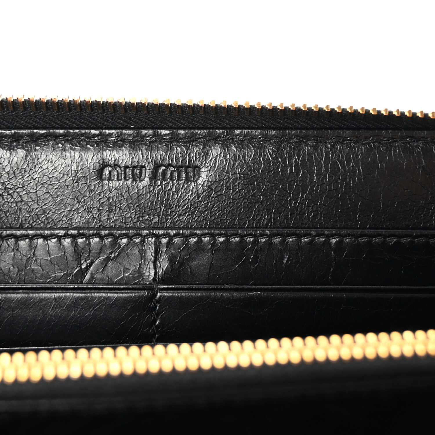 MIU MIU Vitello Shine Matelasse Zip Around Wallet Black