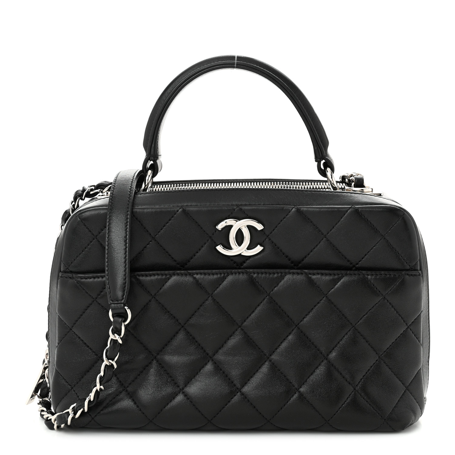 トートバッグ × ヴィンテージ(中古) Chanel Trendy CC Bowling Bag CHANEL Lambskin Quilted Medium Trendy CC Bowling Bag Black