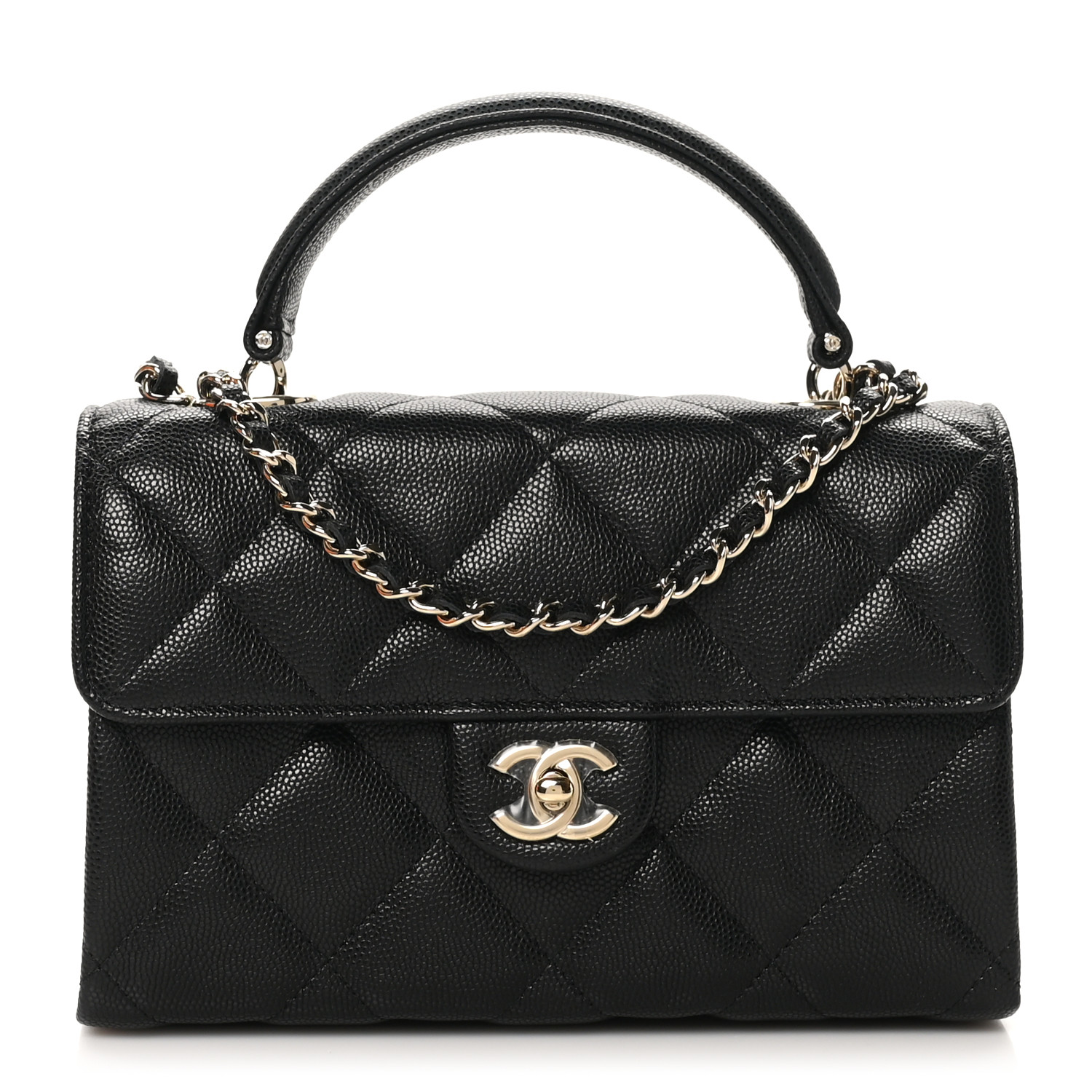 ★TOUT Y EST★ Caviar Embo Clutch Black 22EBCH05 CHANEL Caviar Quilted Top Handle Clutch With Chain Black