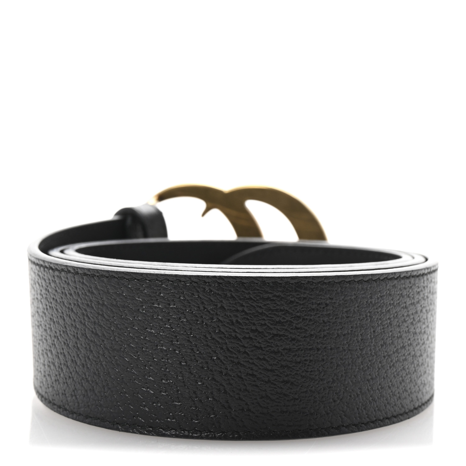 やす EU42/27cm GUCCI Textured Calfskin Double G 40mm Belt 85 34 Black