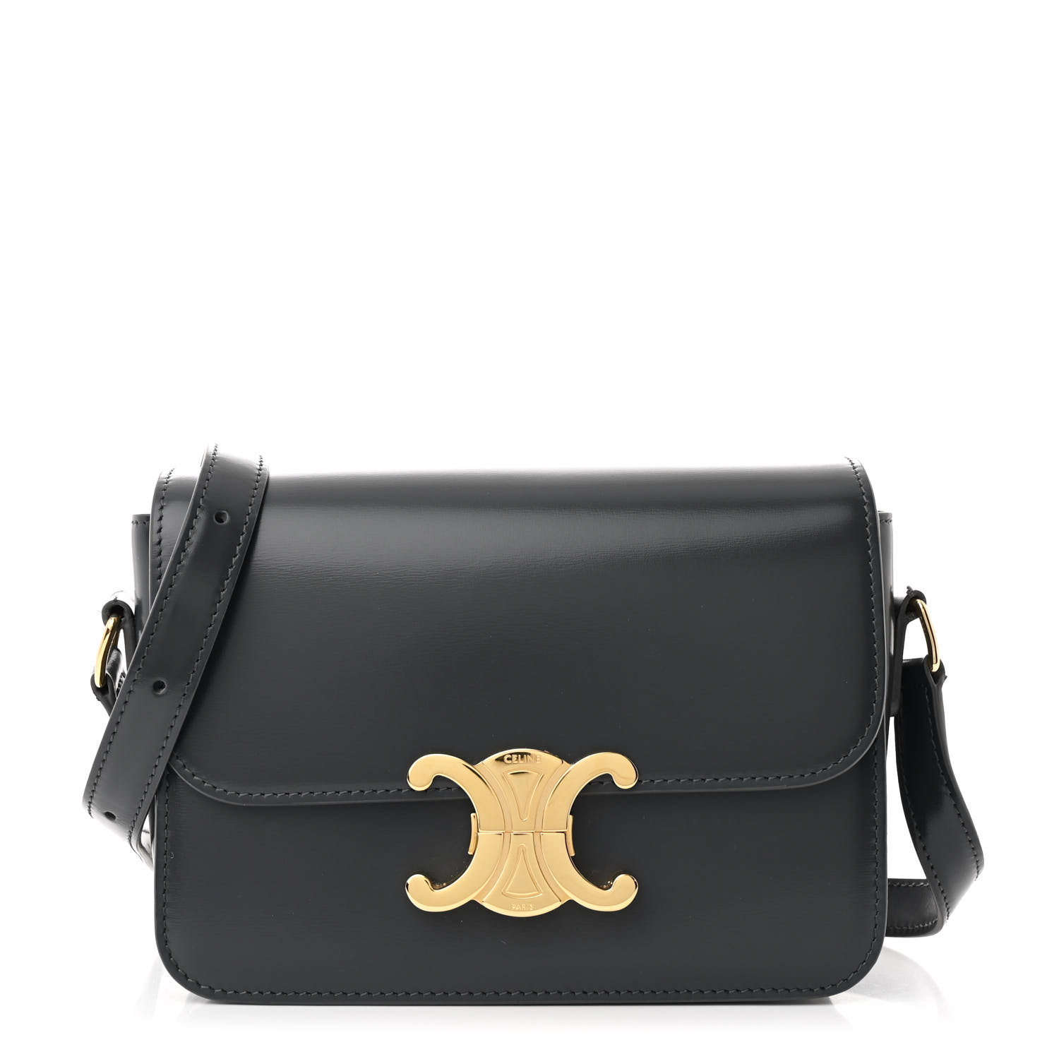 CELINE Teen Triomphe leather shoulder bag セリーヌ TEEN TRIOMPHE BAG IN Natural Calfskin - TAN | CELINE