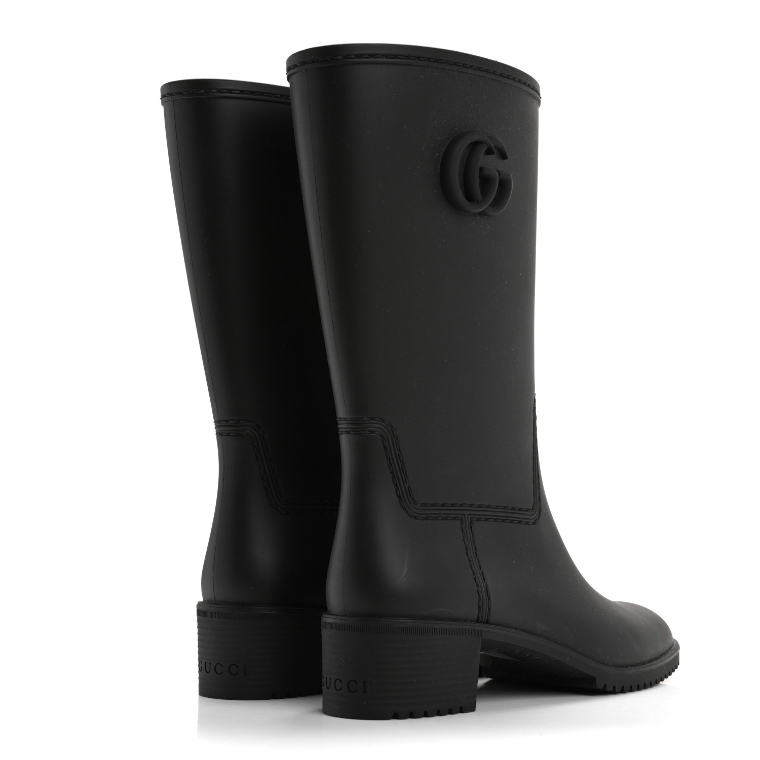GUCCI 長靴 GUCCI Rubber Double G Womens Rain Boots 37 Black 1684140