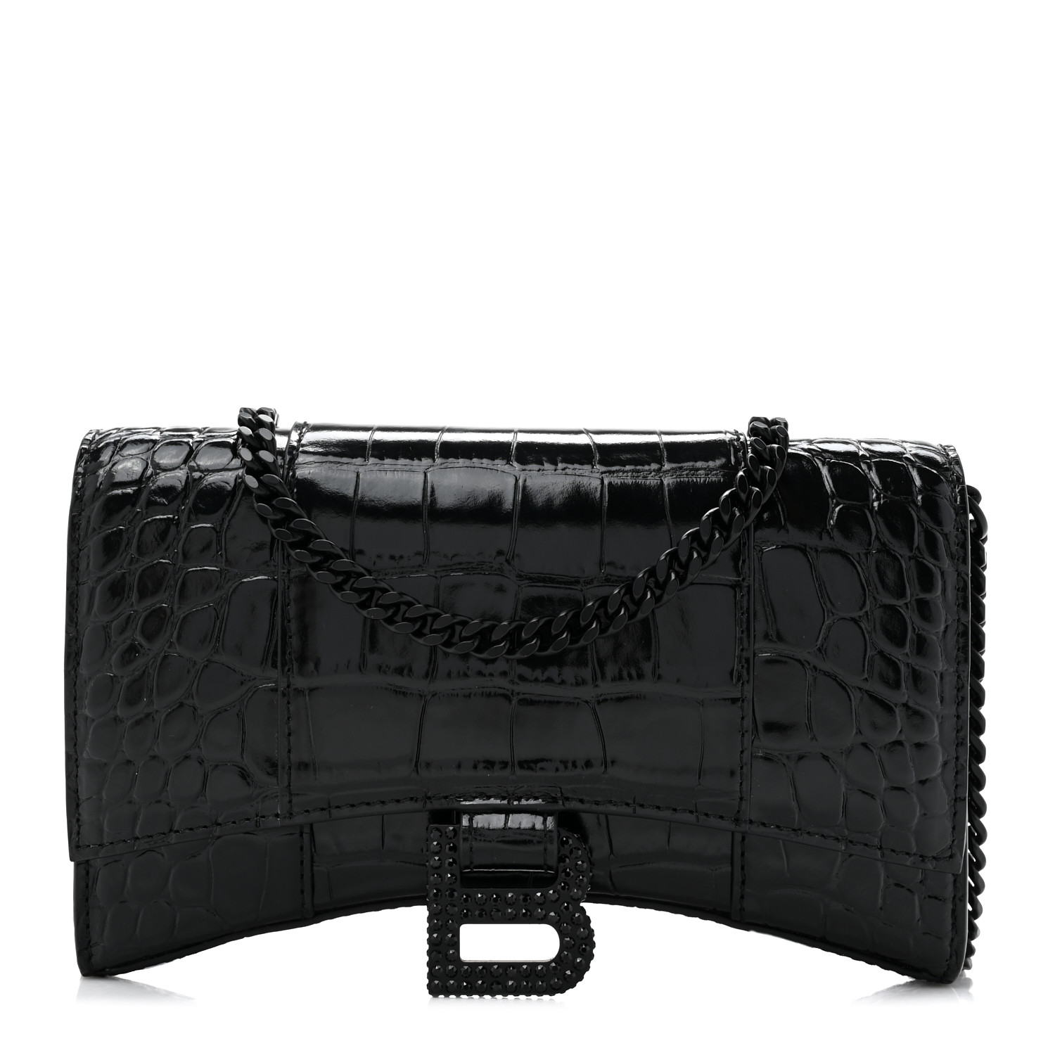 【関税込み】BALENCIAGA ブラック クロコ Hourglass バッグ Women's Hourglass Handbag Small in Black | Balenciaga US