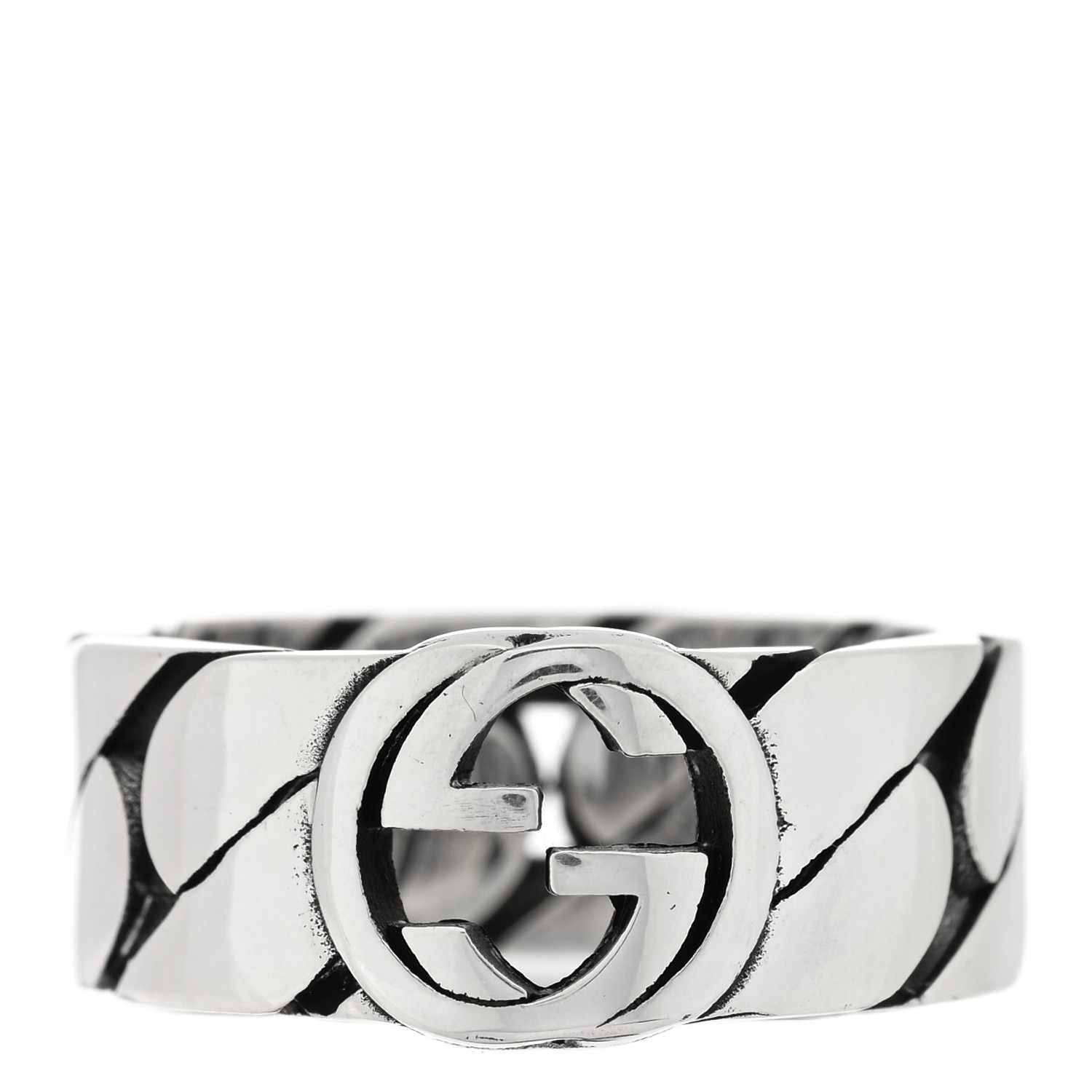 GUCCI Sterling Silver Interlocking G Chainlink Wide Band