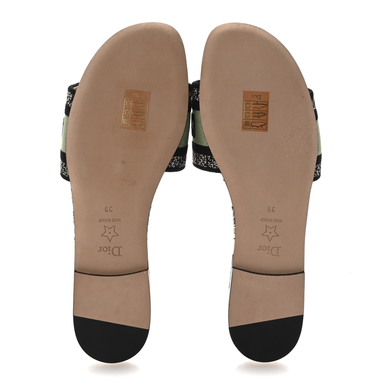 CHRISTIAN DIOR Canvas Embroidered Butterfly Dway Mules Slide