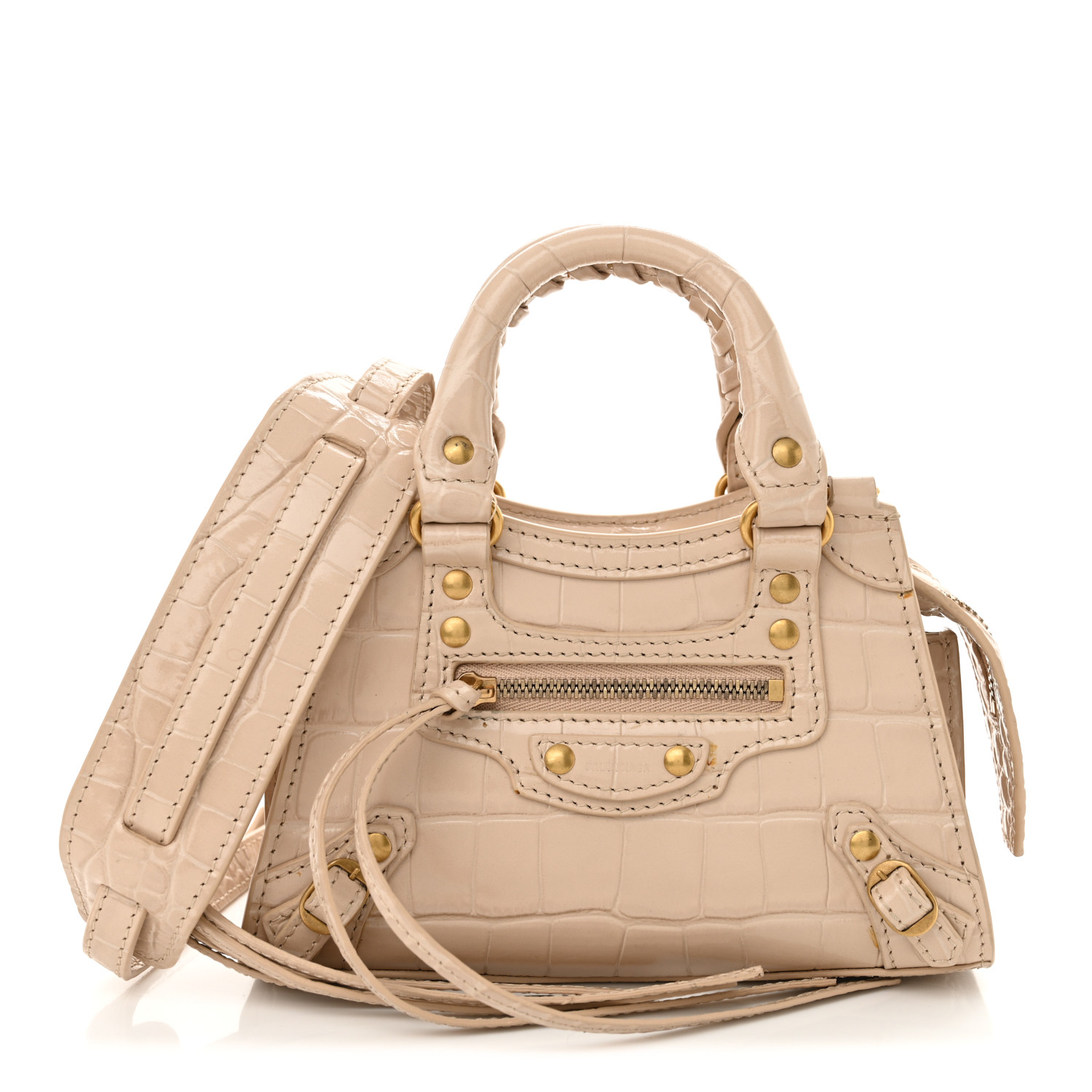 ハンドバッグ BALENCIAGA Woman Handbag Beige 8063952ABEK 2910 BALENCIAGA Shiny Supple Calfskin Crocodile Embossed Neo