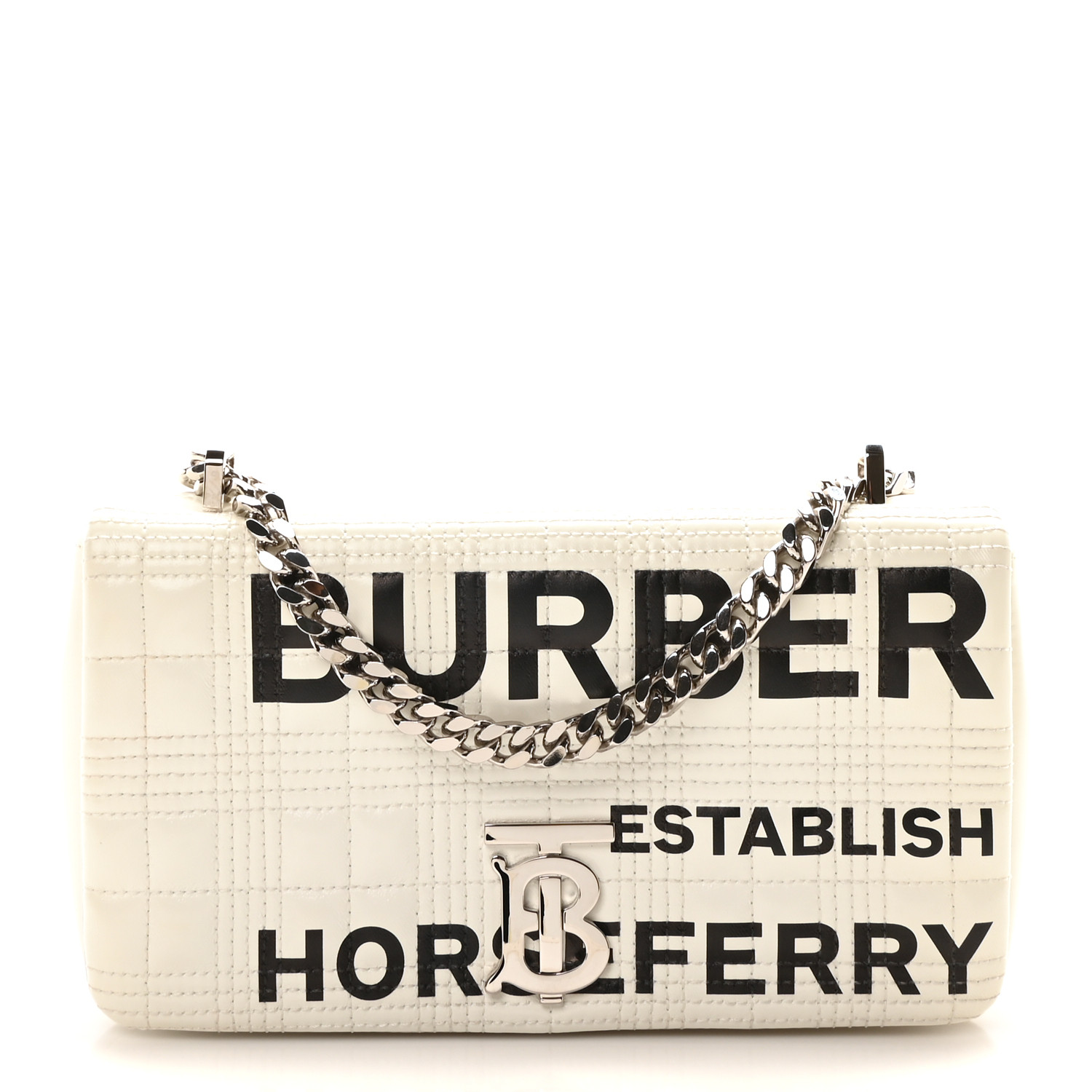 BURBERRY HORSEFERRY ショルダーバッグ BURBERRY Patent Quilted Horseferry Print Small Lola Bag