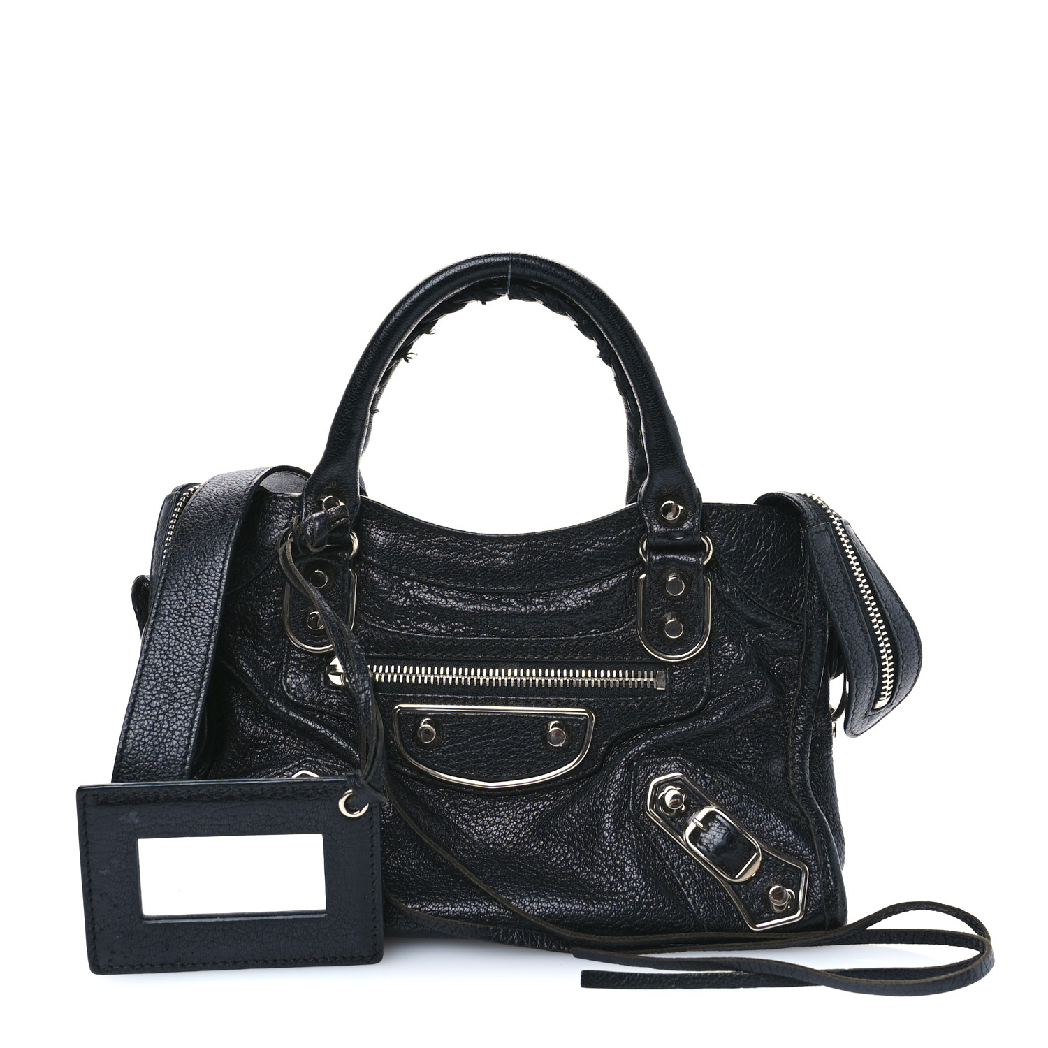 BALENCIAGA Chevre Silver Metallic Edge Hardware Mini City