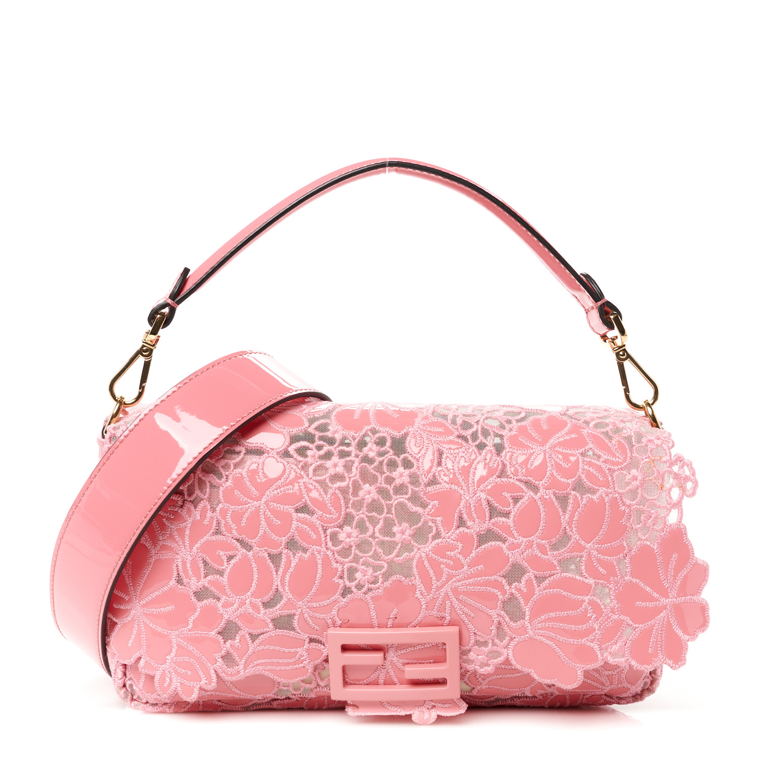 FENDI - ★pinkです★ Fendi Baguette Continental Wallet on Chain Zucca Embossed