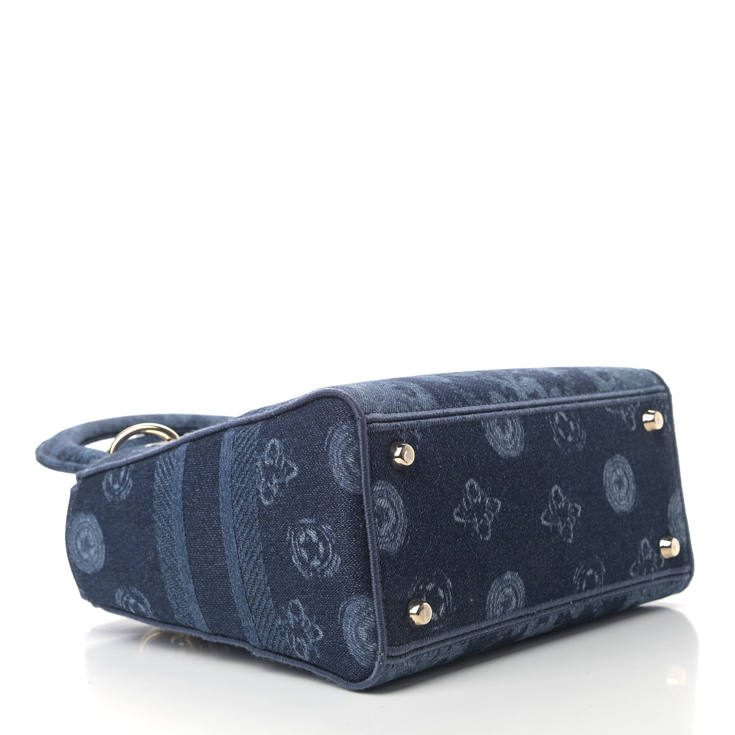 クリスチャンディオール CHRISTIAN DIOR Denim Flowers Embroidered Medium Lady D-Lite