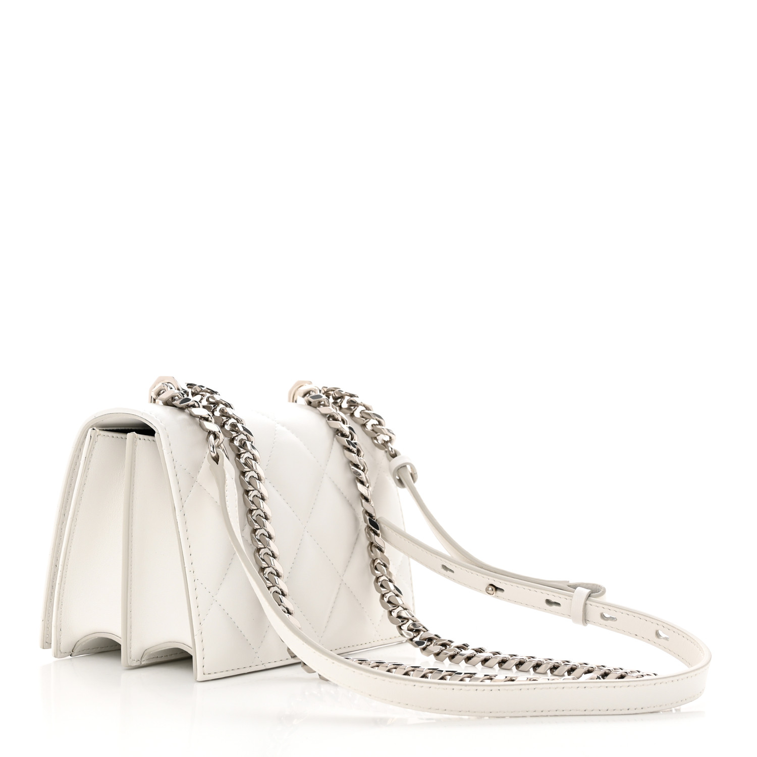 ANA McQueen スノーホワイト ハンドバッグ ALEXANDER MCQUEEN Lambskin Quilted Knuckle Shoulder Bag