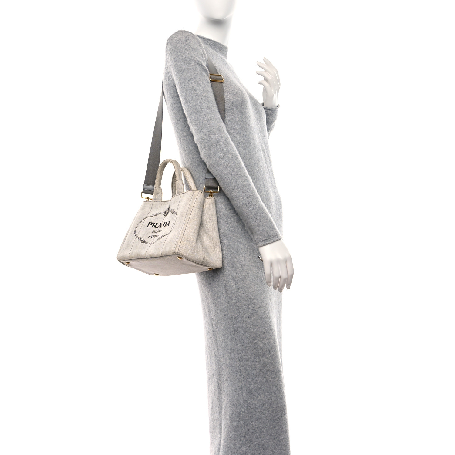 【   Agape様  専用⠀】PRADA PRADA Denim Small Logo Tote Bianco 1453788 | FASHIONPHILE