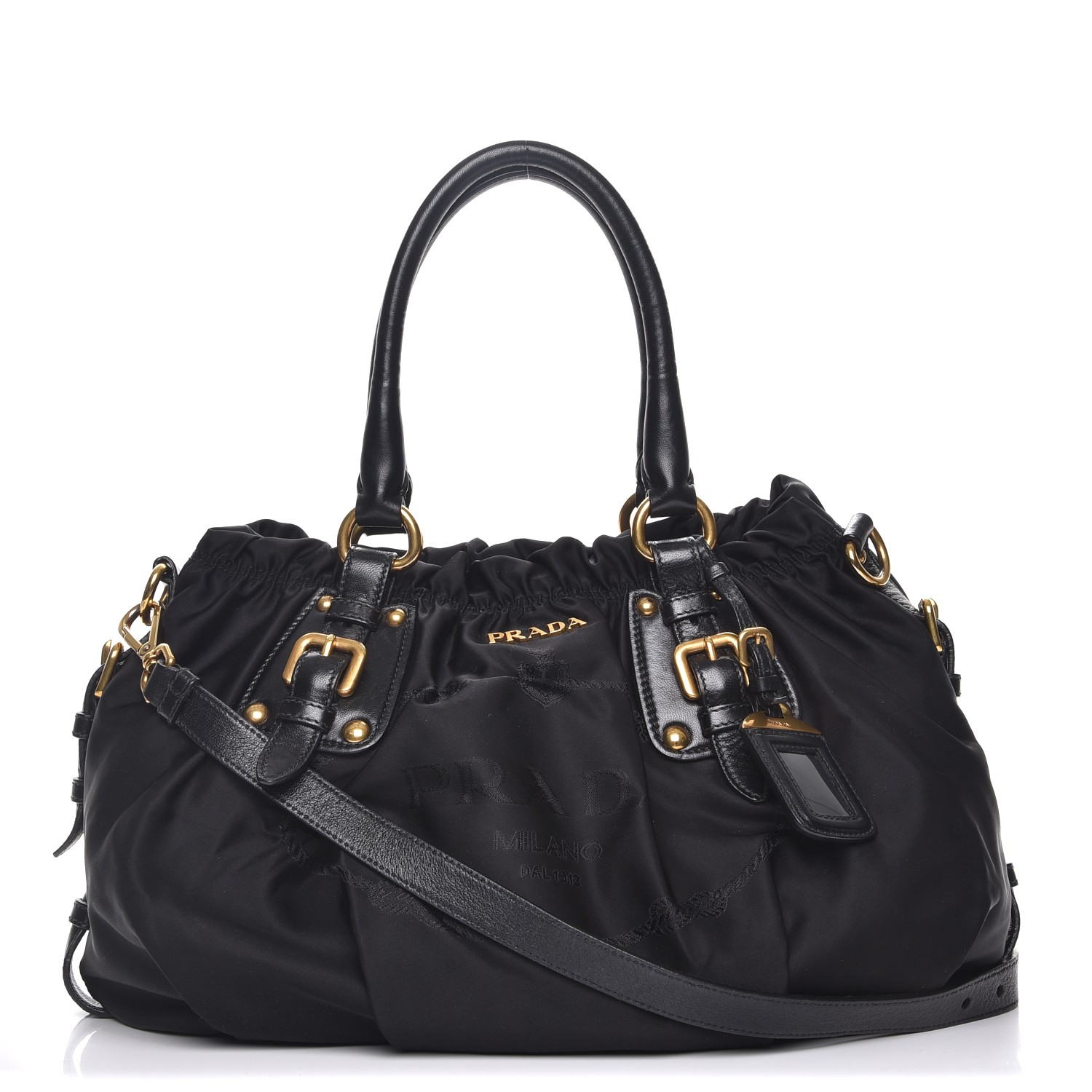 【関税&送料込】Prada Black Nylon Handbag PRADA Tessuto Nylon Jacquard Logo Tote Nero Black 231909