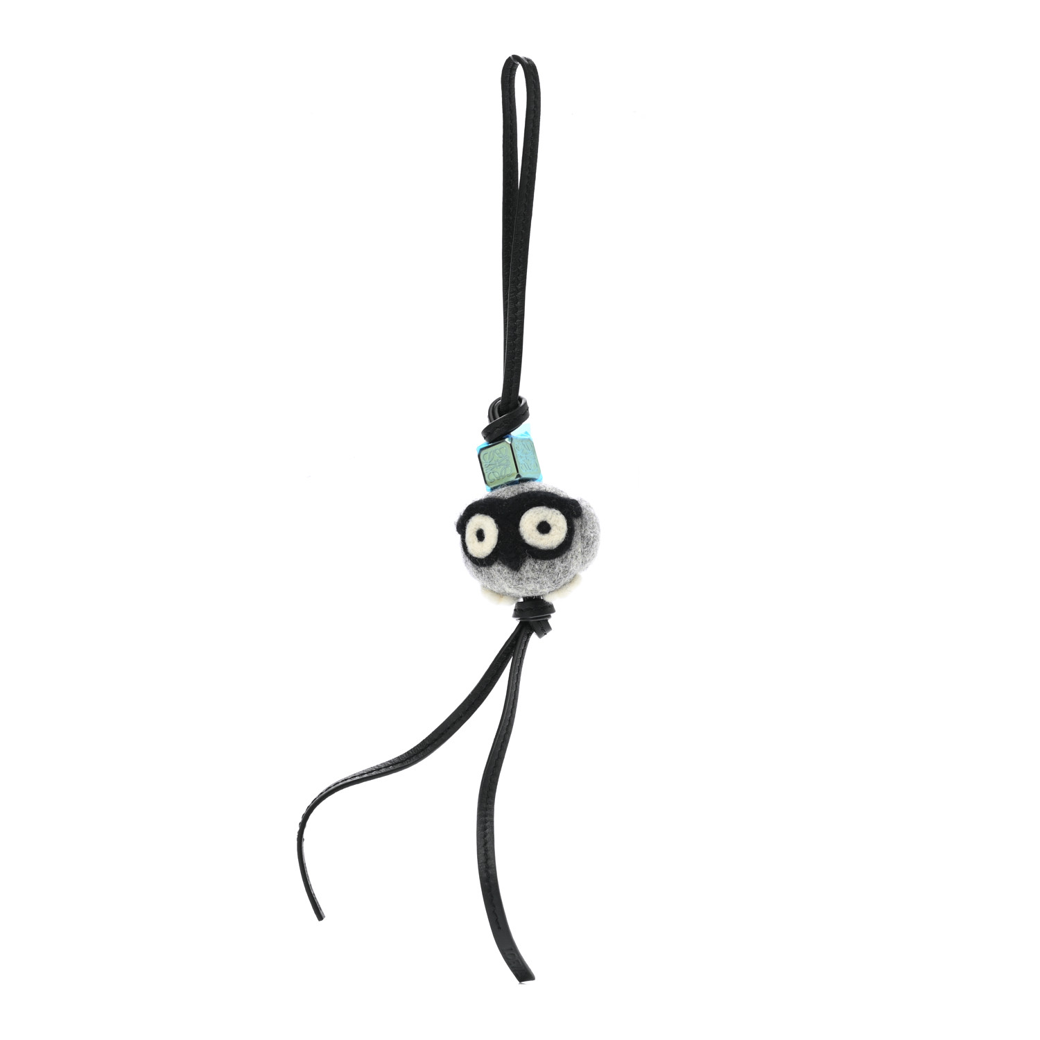 LOEWE Felt Calfskin Baby Owl Bag Charm Grey 1059687
