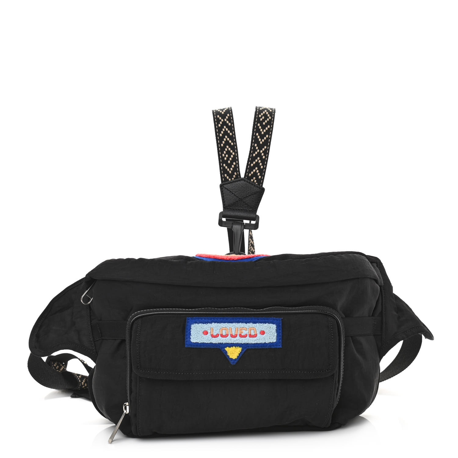 GUCCI Nylon 80s Logo Patch Belt Bag Black 1061556 | FASHIONPHILE