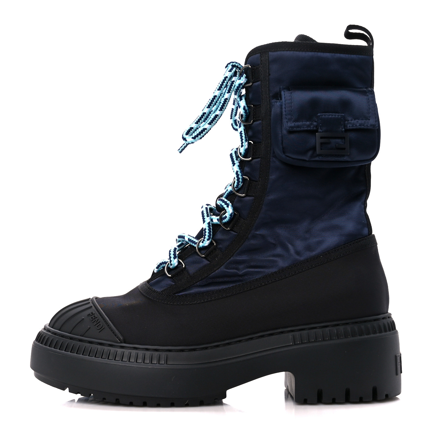 FENDI Nylon Baguette Domino 50mm Biker Boots 36 Eddie Black