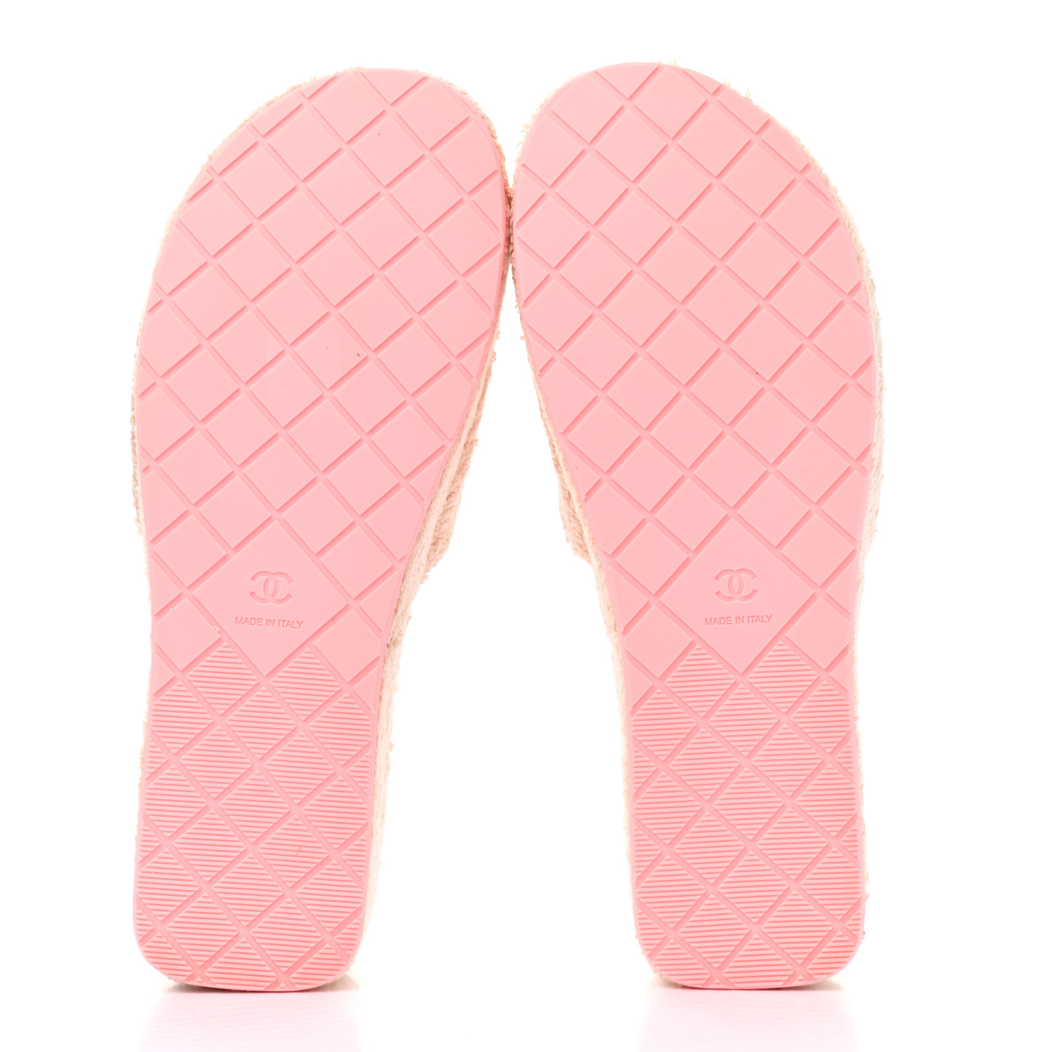 CHANEL Terry Cloth CC Wedge Sandals 40 Pink 1036005